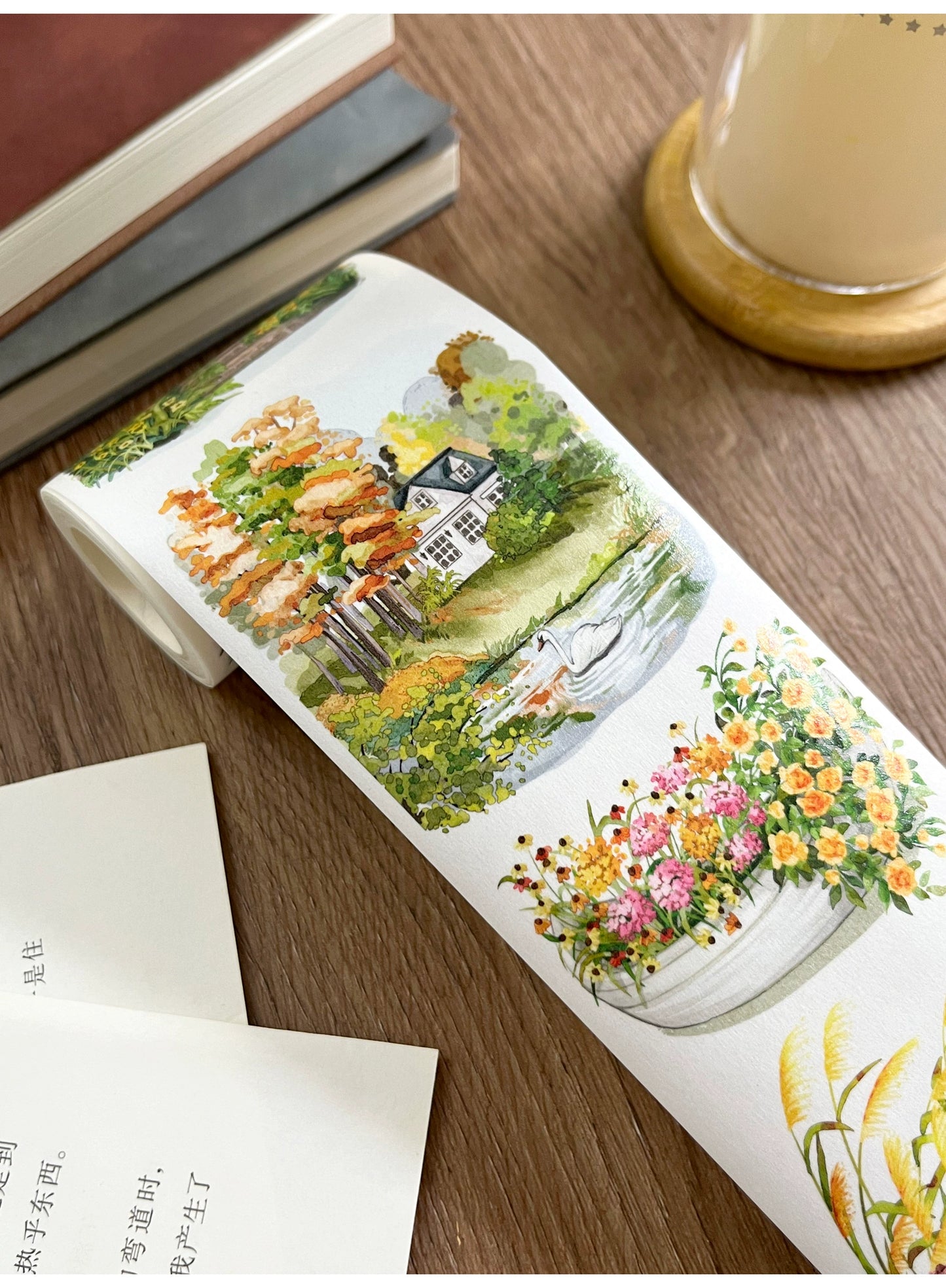 ZiYuanSu【Walk Towards the Wild】Background Scene/Landscape Pre-cut Washi/PET Tape,for Scrapbook Supplies,Scrapbook Tape Stickers,Junk Journal Supplies