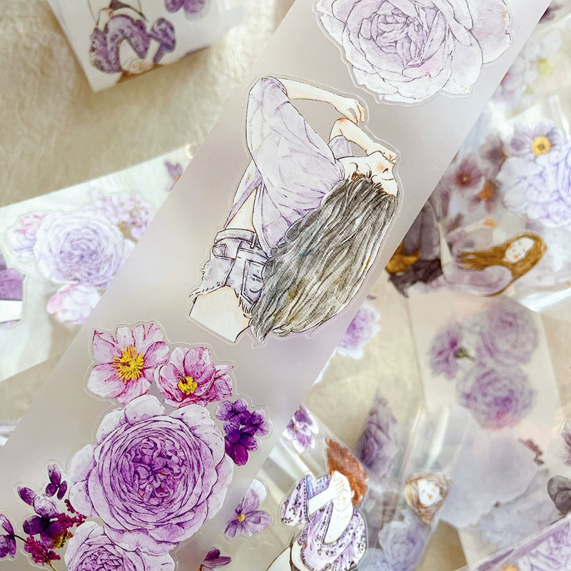 Seahorse Forest Vol6【A39#Twilight Purple】Original Design Pre-Cut Washi/PET Tape Stickers,for Scrapbook Supplies,Junk Journal Supplies