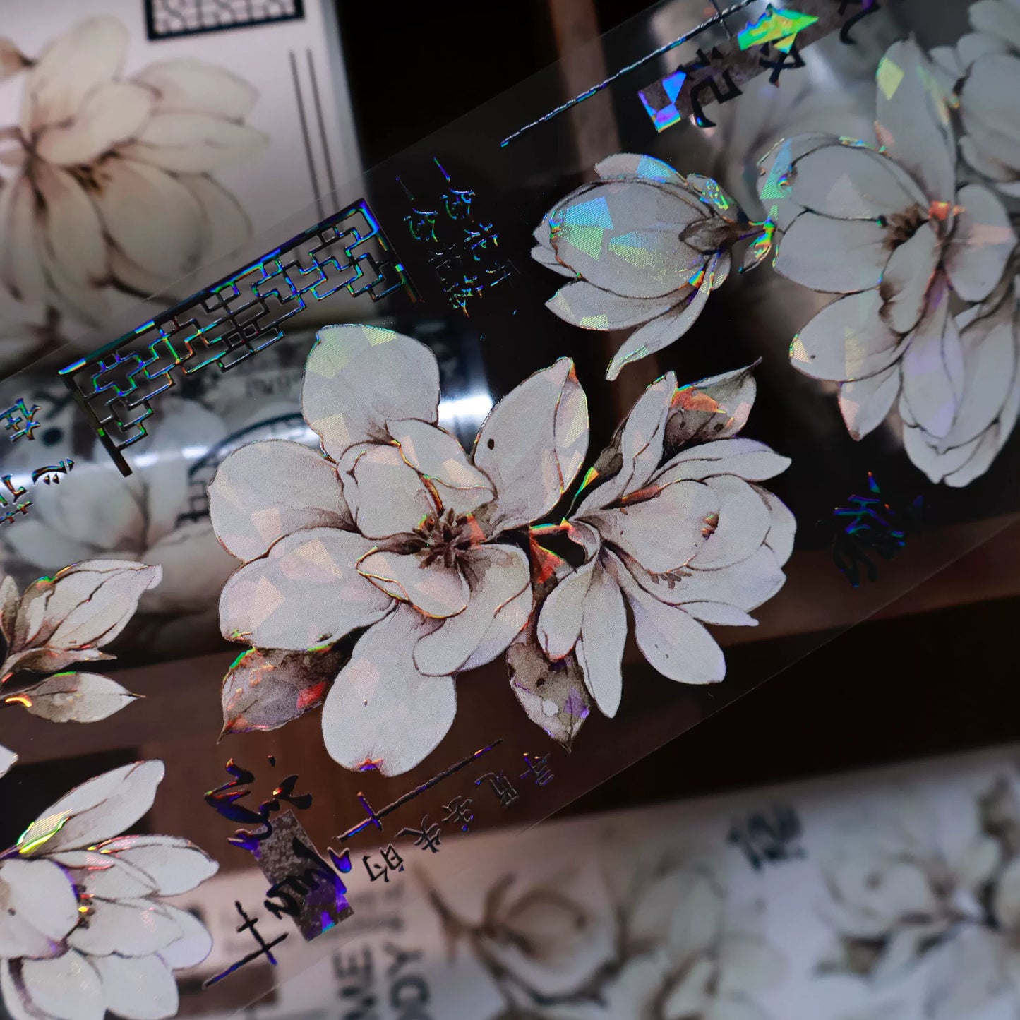 YiEr Vol14【Moon Condensation Fragrance】Ancient Style Magnolia Floral Washi Tape and PET Stickers