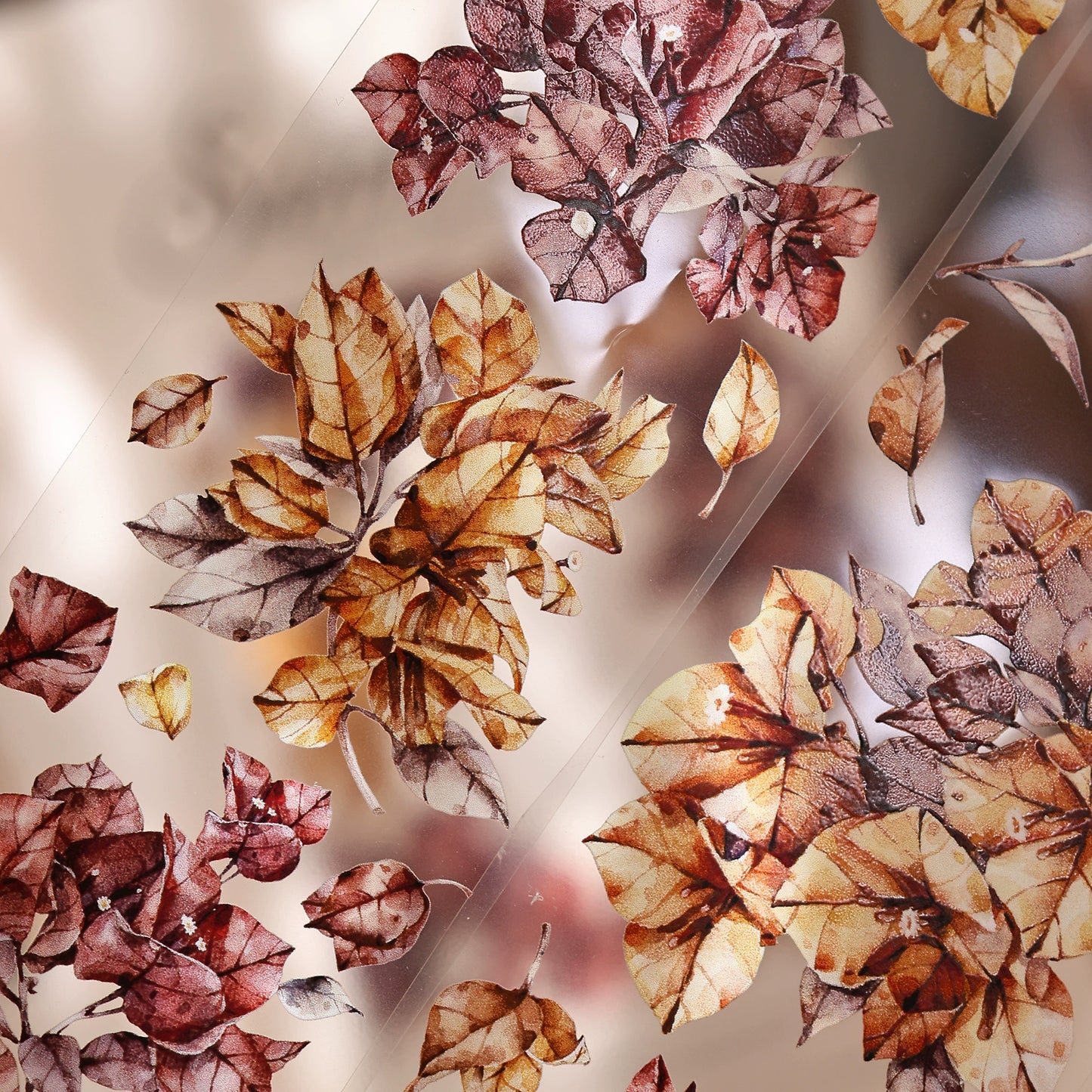 XiaoBaiJia【Bougainvillea Follower】Light Retro Tea Brown Flower Orginal Design Washi Pet Floral Tape Landscaping Stickers