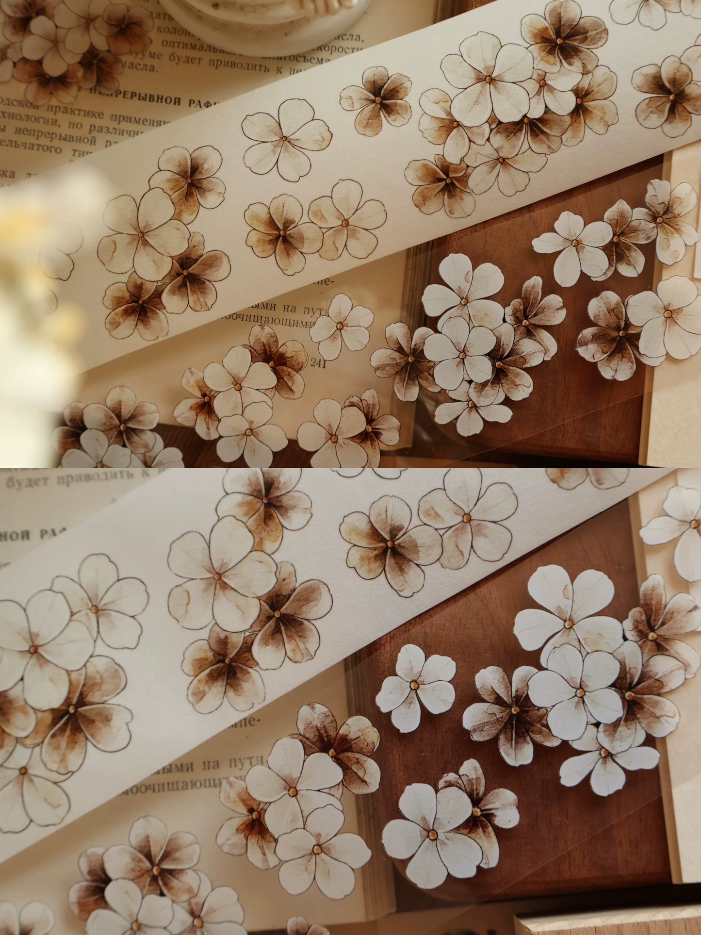 YiEr Vol13【Dusk】Orginal Design Vintage Small Flowers Washi/Pet Floral Tape Light Retro Landscaping Stickers