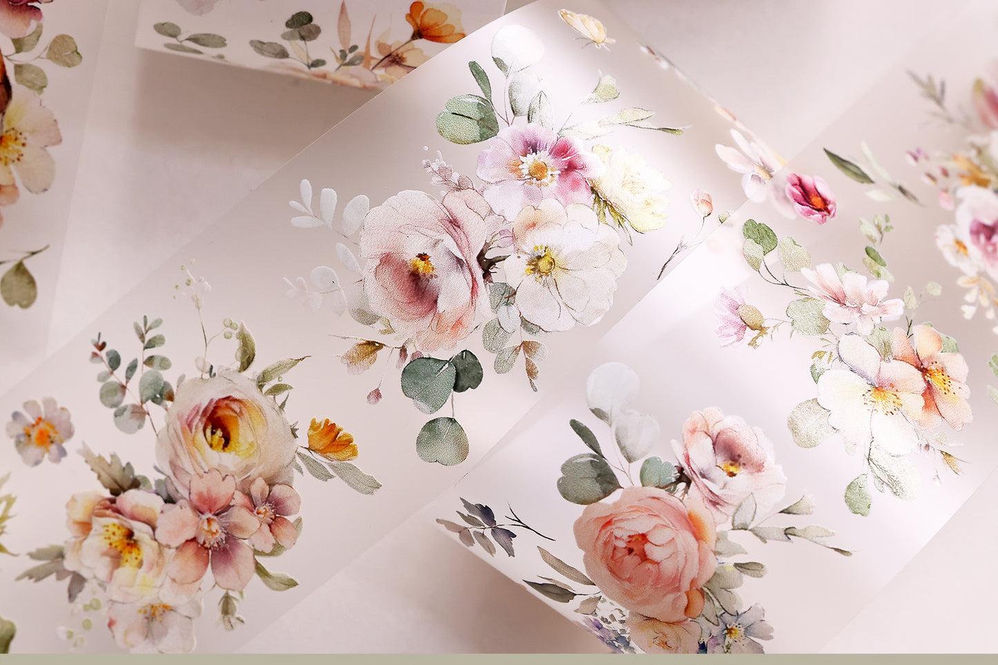XiaoBaiJia 【Numerous Flowers】Orginal Design Washi/Pet Tape Light Retro Landscaping Stickers,for Scrapbook Supplies,Scrapbook Tape Stickers,Junk Journal Supplies