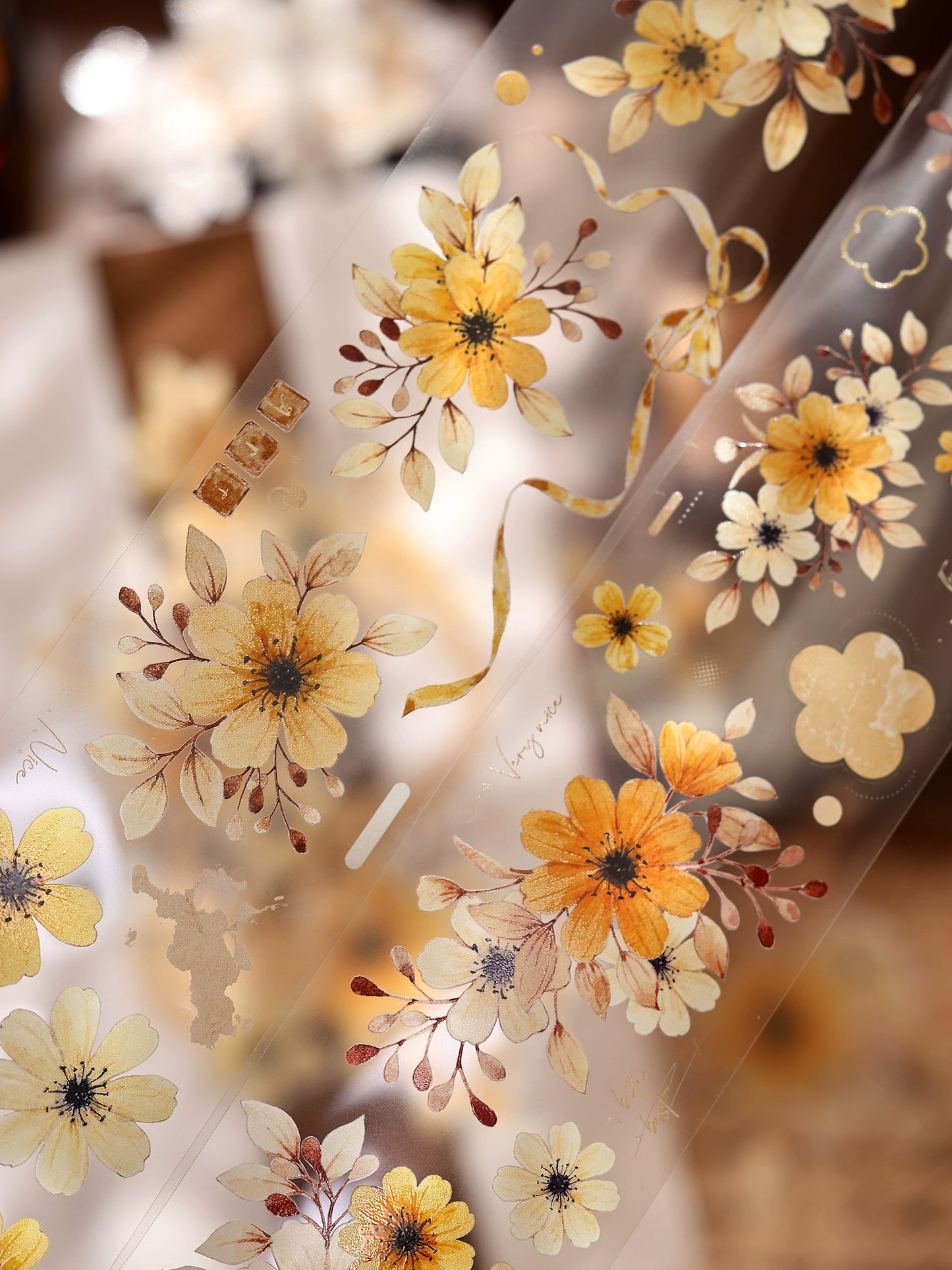 XiaoBaiJia【 Summer Overture】Light Retro Daisy Flower Orginal Design Washi Pet Floral Tape Landscaping Stickers