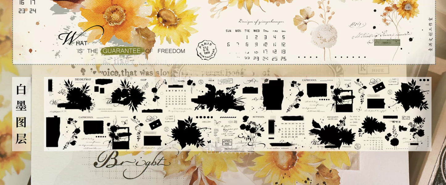 YiEr Vol13【Sunflower】Orginal Design Washi/Pet Floral Tape Light Retro Landscaping Stickers