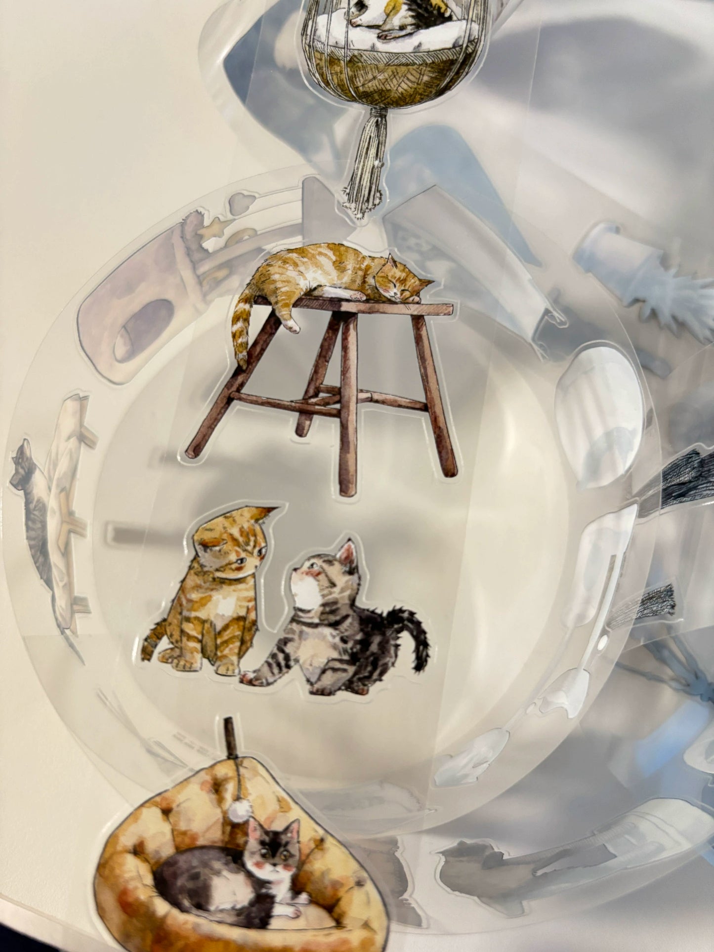 Kaixiaoxun Vol9 【Cat's Nest】 Pre-Cut Long Loop Washi/Matte PET Tape for Scrapbook Supplies,Junk Journal Supplies