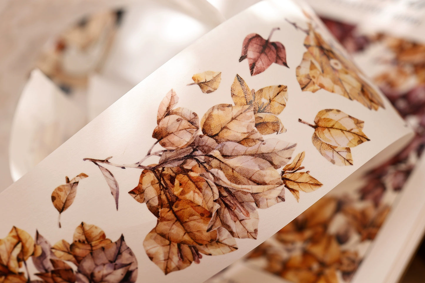 XiaoBaiJia【Bougainvillea Follower】Light Retro Tea Brown Flower Orginal Design Washi Pet Floral Tape Landscaping Stickers