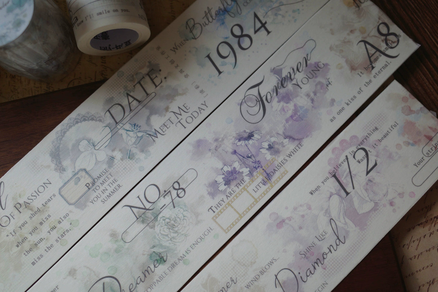 YiEr【Light Color】Orginal Design Washi/Pet Tape Light Retro Floral Stickers