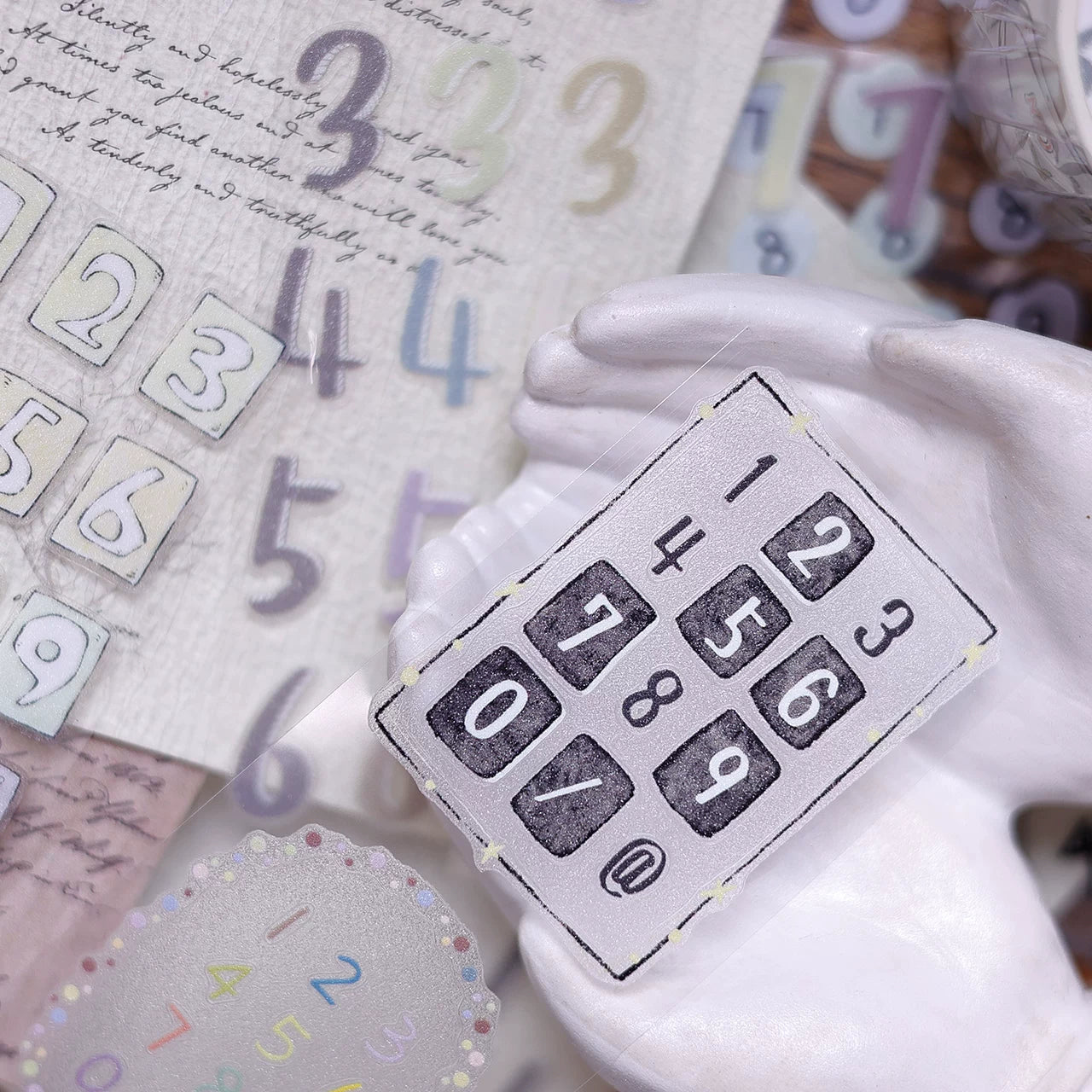 XiaoBaiJia Salt Series【Color Bar Numbers】Pre-cut Orginal Design Text Washi/Pet Tape Light Retro Stickers