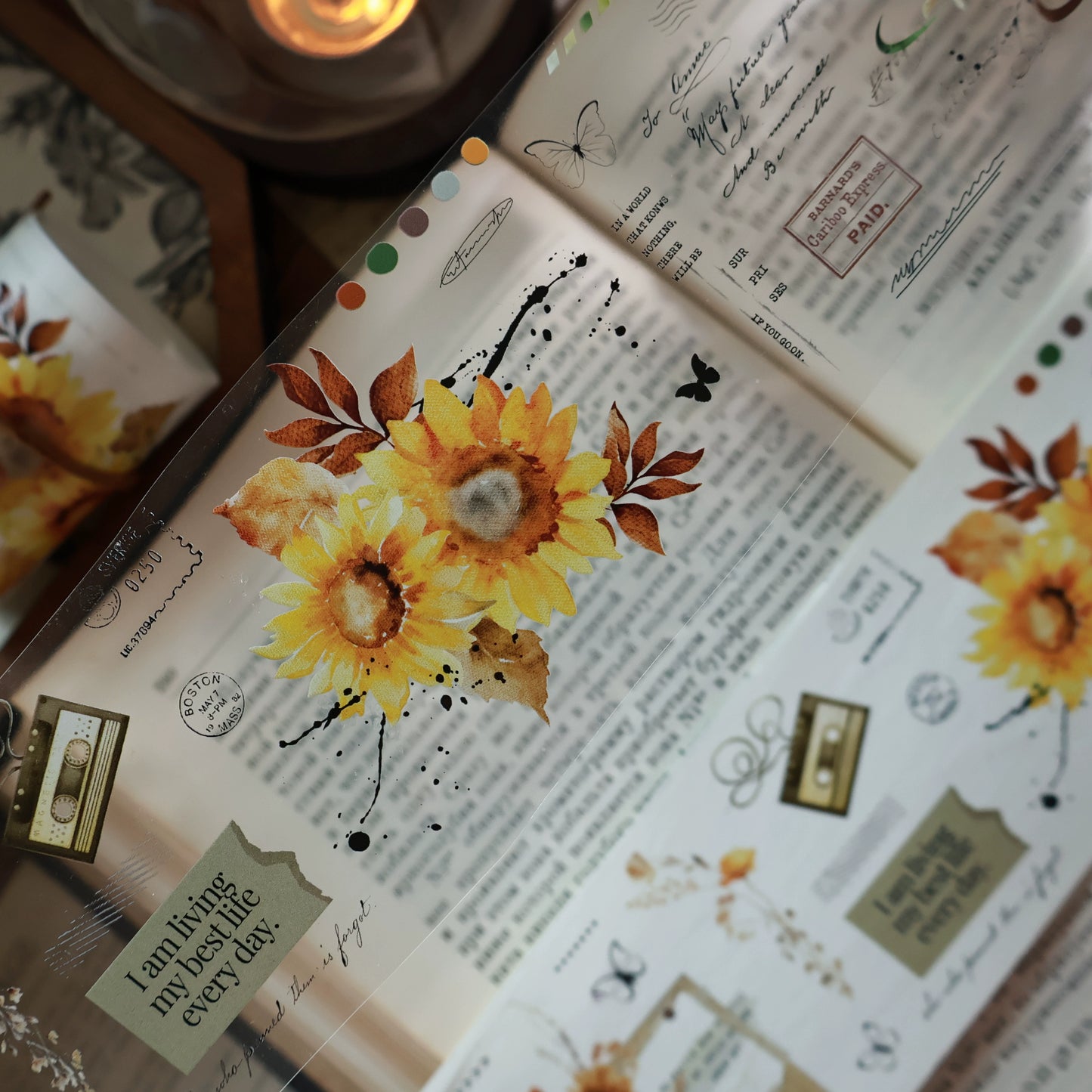 YiEr Vol13【Sunflower】Orginal Design Washi/Pet Floral Tape Light Retro Landscaping Stickers