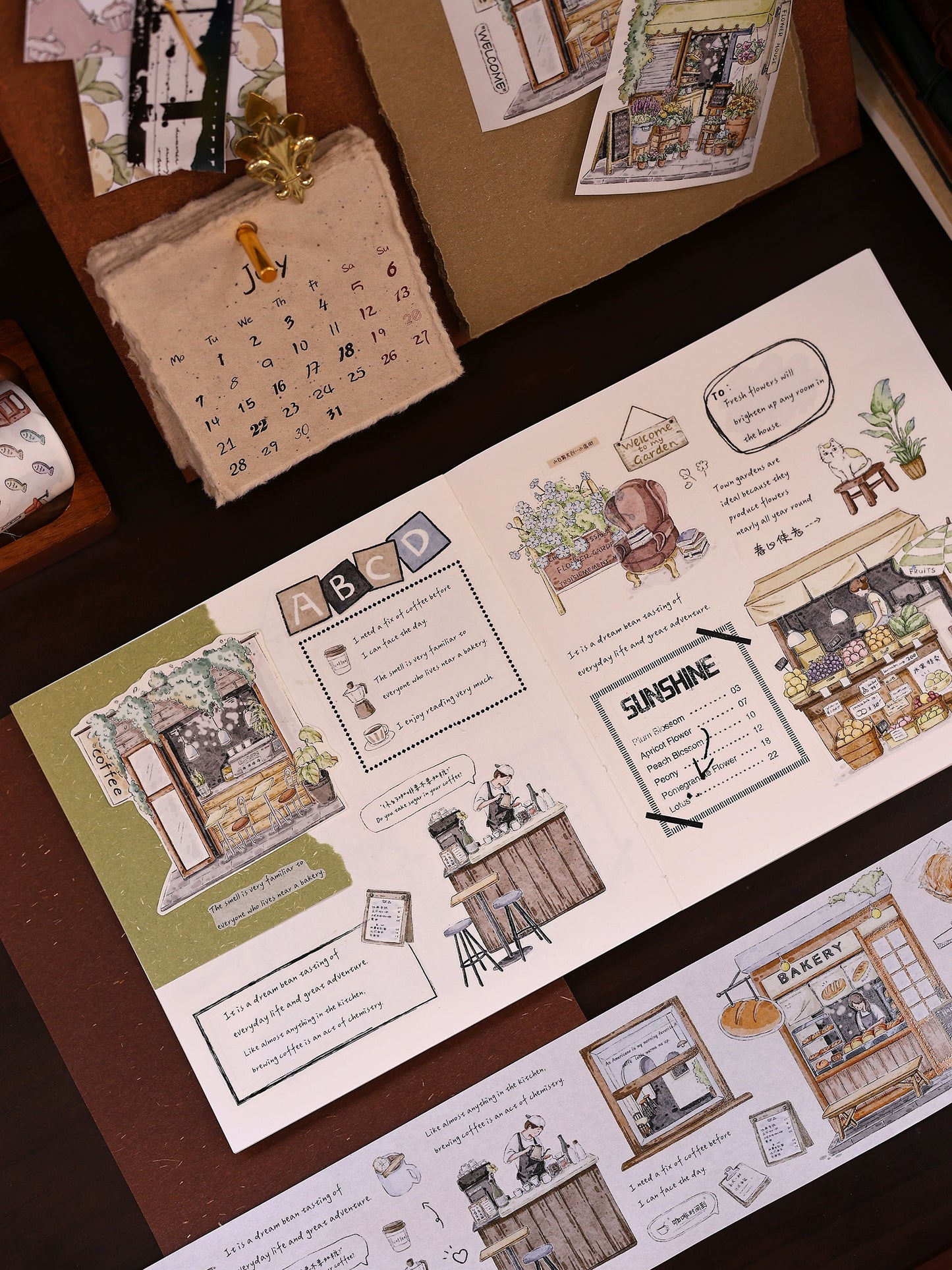 XiaoBaiJia Minimalist Style【Small Shops Street】Market Street,Orginal Design Washi Pet Tape Landscape Stickers