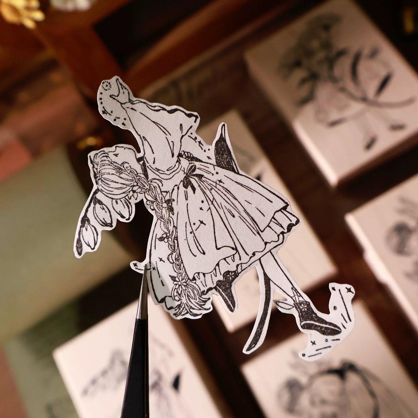 YiEr Vol14【Flower and Girl Stamp】Upgrading Character Red Rubber and Maple Wood Stamp