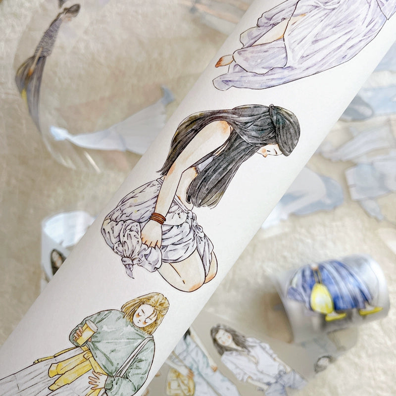 Seahorse Forest Vol6【A37#Leisurely】Original Design Pre-Cut Washi/PET Tape Stickers,for Scrapbook Supplies,Junk Journal Supplies