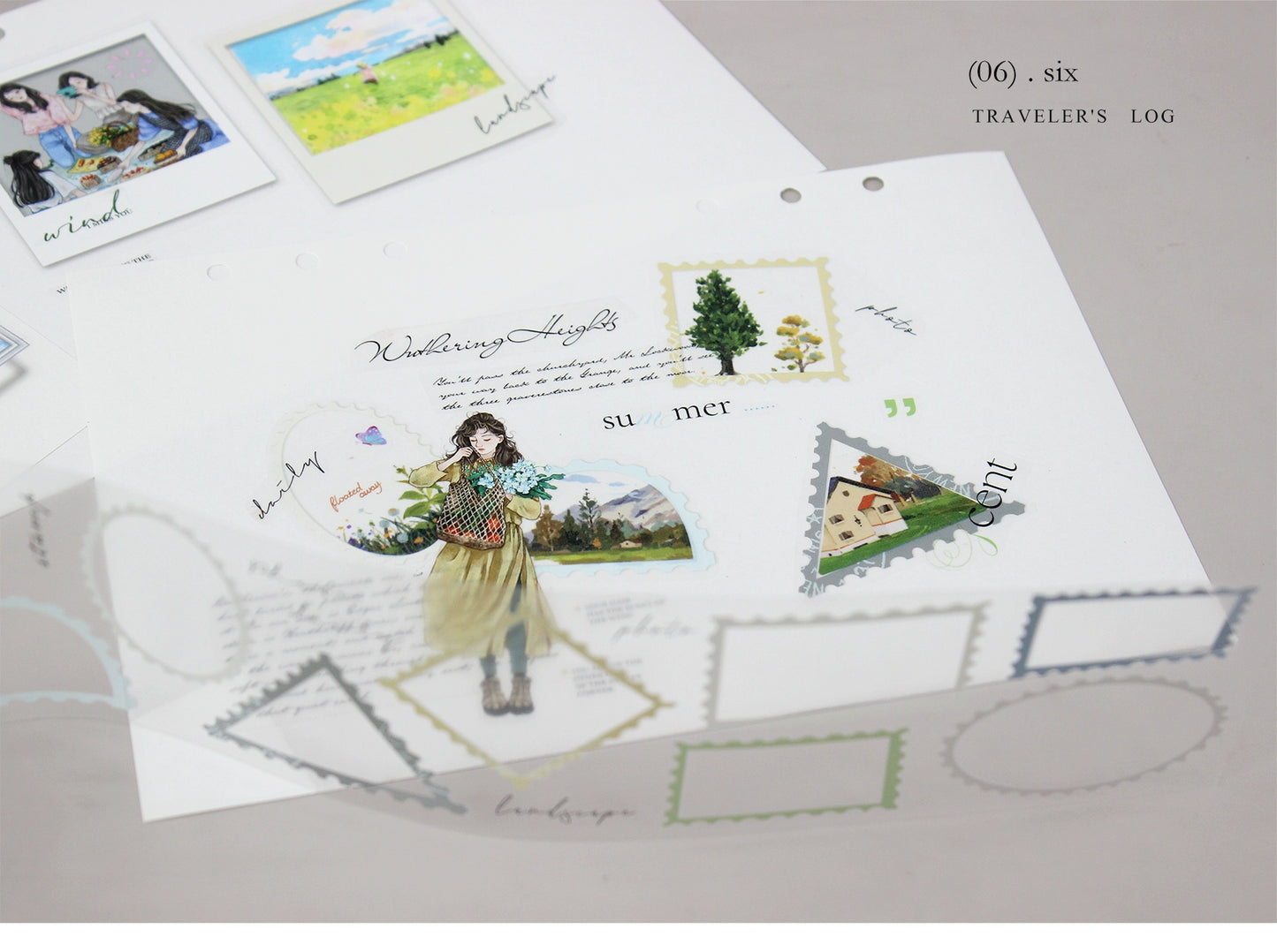 Moodtape【Traveler's Diary&White Gallery】Landscape Frame Original Design Washi/Pet Tape Stickers,for Scrapbook Supplies,Scrapbook Tape Stickers,Junk Journal Supplies