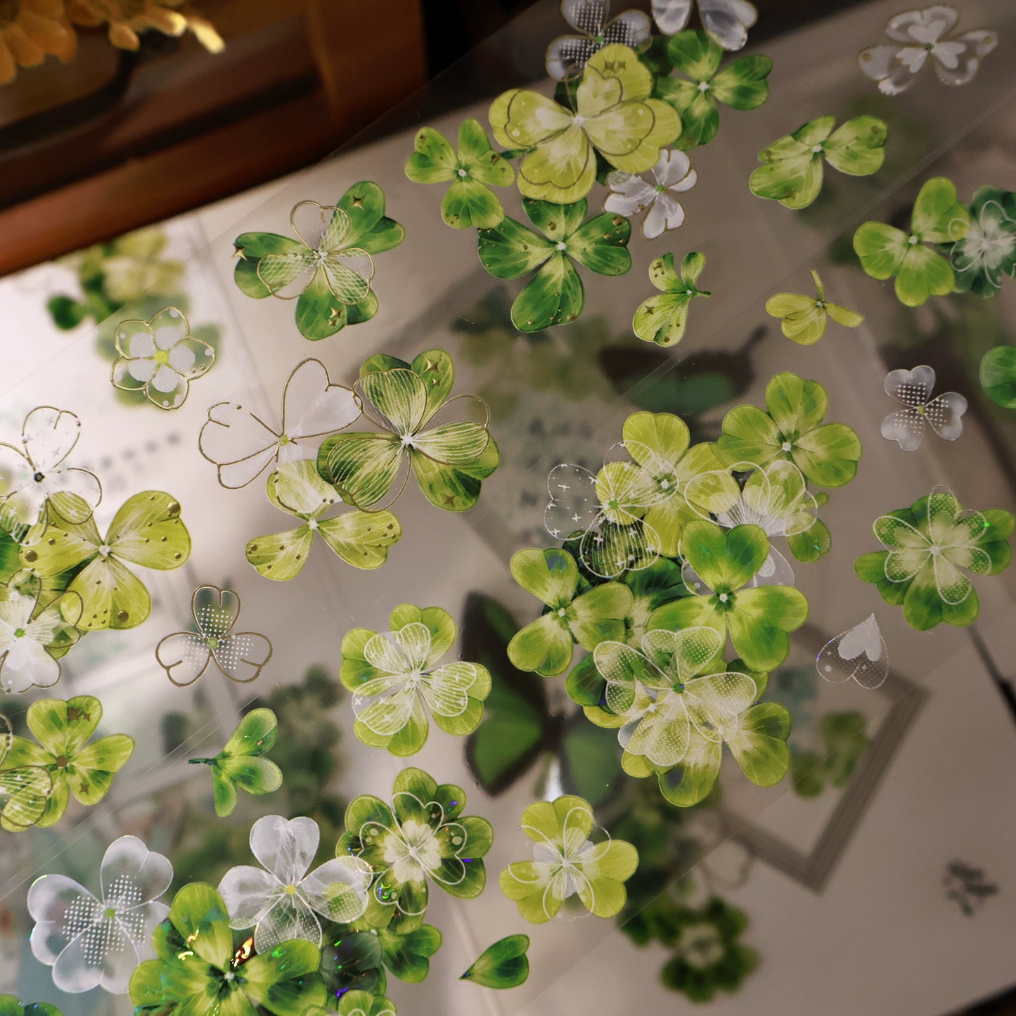 YiEr Vol14【Summer in the Forest Isle】Four Leaf Clover Floral Washi Tape and PET Stickers