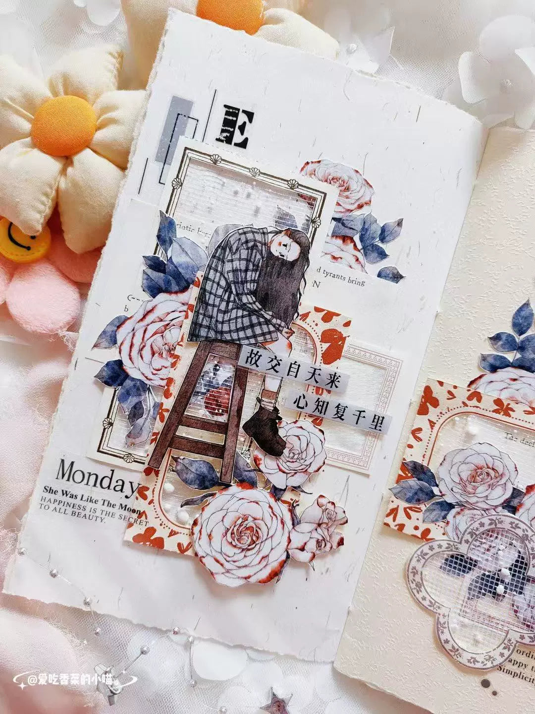Kaixiaoxun Vol9 【Nestled in the Sofa】 Pre-Cut Long Loop Washi/Matte PET Tape for Scrapbook Supplies,Junk Journal Supplies