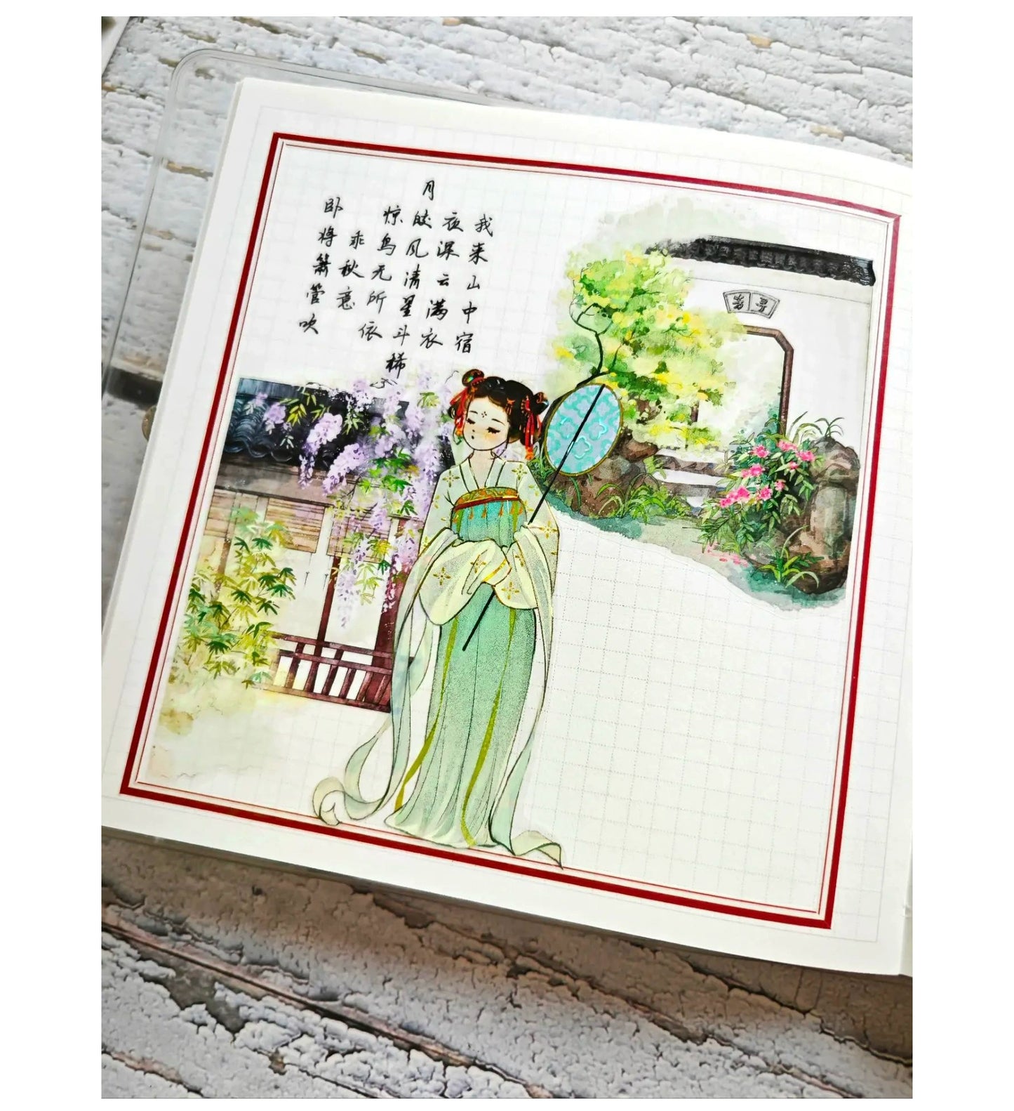 ZiYuanSu【Man Ting Fang】Ancient Style Background Scene/Landscape Pre-cut Washi/PET Tape,for Scrapbook Supplies,Scrapbook Tape Stickers,Junk Journal Supplies