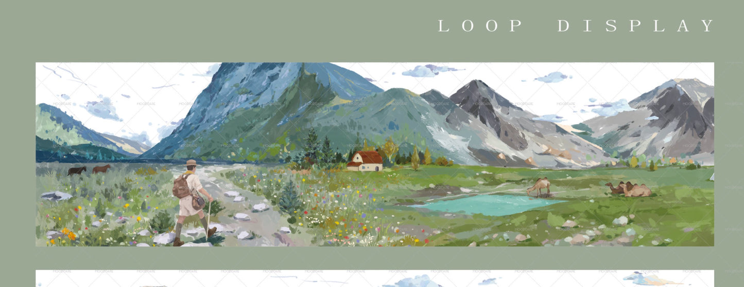 Moodtape【Wild Mang in the Mountains】Forest Landscap Original Design Washi/Pet Tape Stickers,for Scrapbook Supplies,Scrapbook Tape Stickers,Junk Journal Supplies