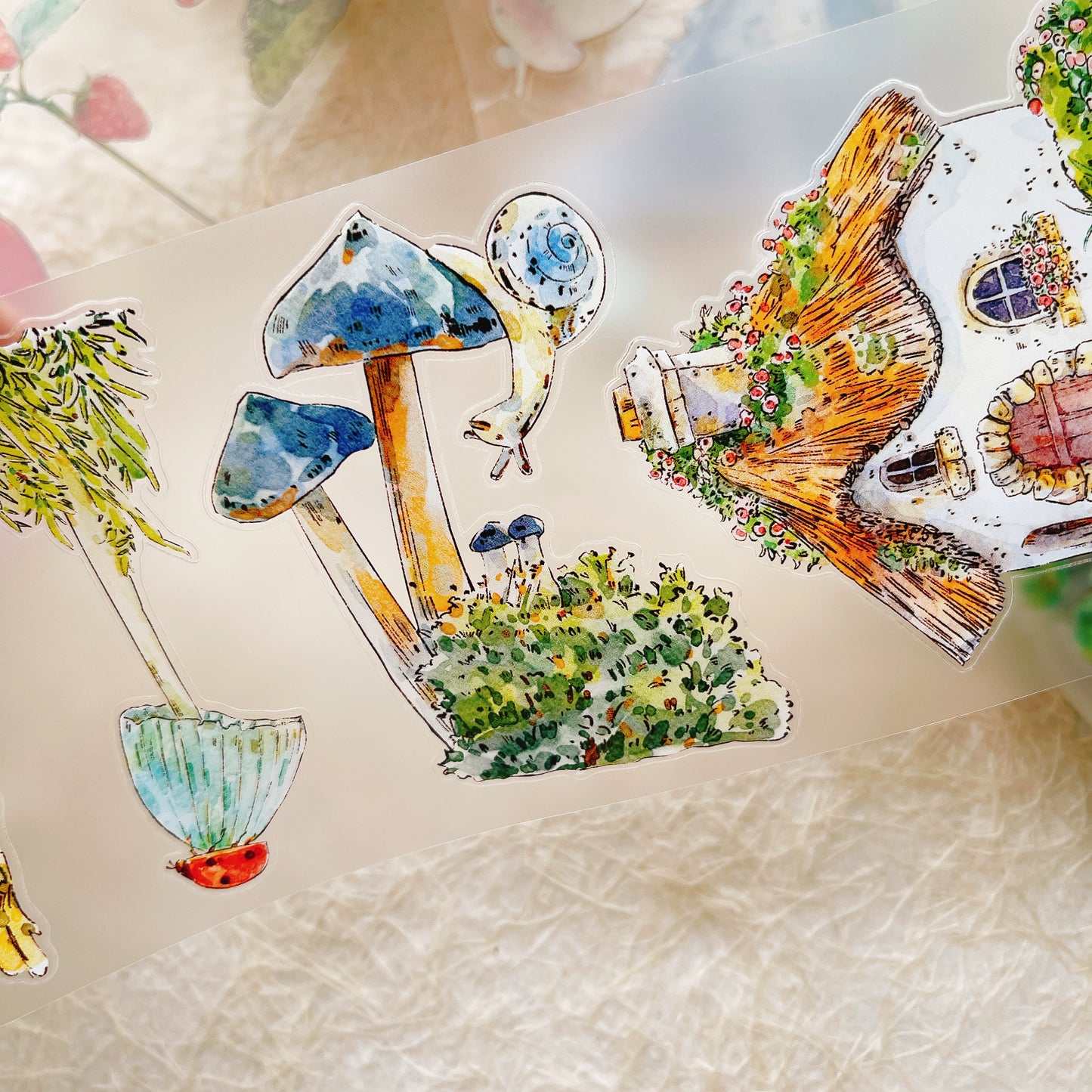 Seahorse Forest Vol8 A48 Vintage Forest Cottage,Pre-Cut Scene Washi/PET Tape Stickers,Original Design,for Scrapbook Supplies,Scrapbook Tape Stickers,Junk Journal Supplies