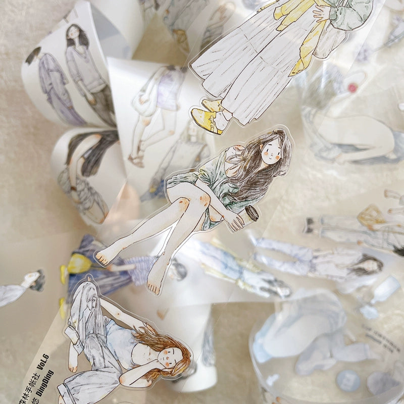 Seahorse Forest Vol6【A37#Leisurely】Original Design Pre-Cut Washi/PET Tape Stickers,for Scrapbook Supplies,Junk Journal Supplies