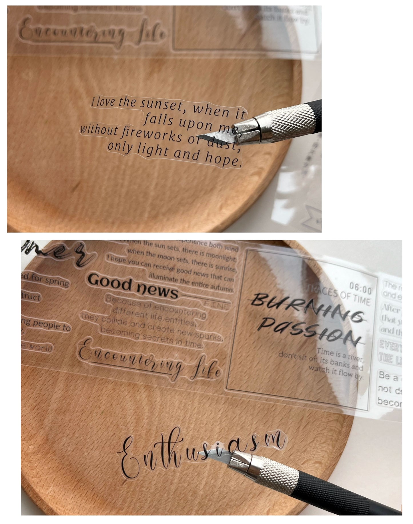 ZiYuanSu【Autumn Language Collection】English Text Pre-cut Washi/PET Tape,for Scrapbook Supplies,Scrapbook Tape Stickers,Junk Journal Supplies