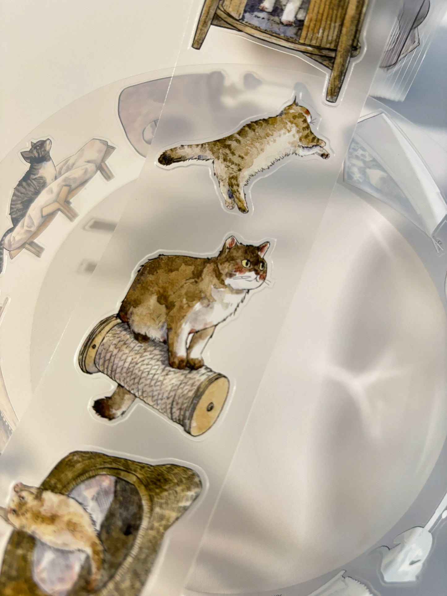Kaixiaoxun Vol9 【Cat's Nest】 Pre-Cut Long Loop Washi/Matte PET Tape for Scrapbook Supplies,Junk Journal Supplies