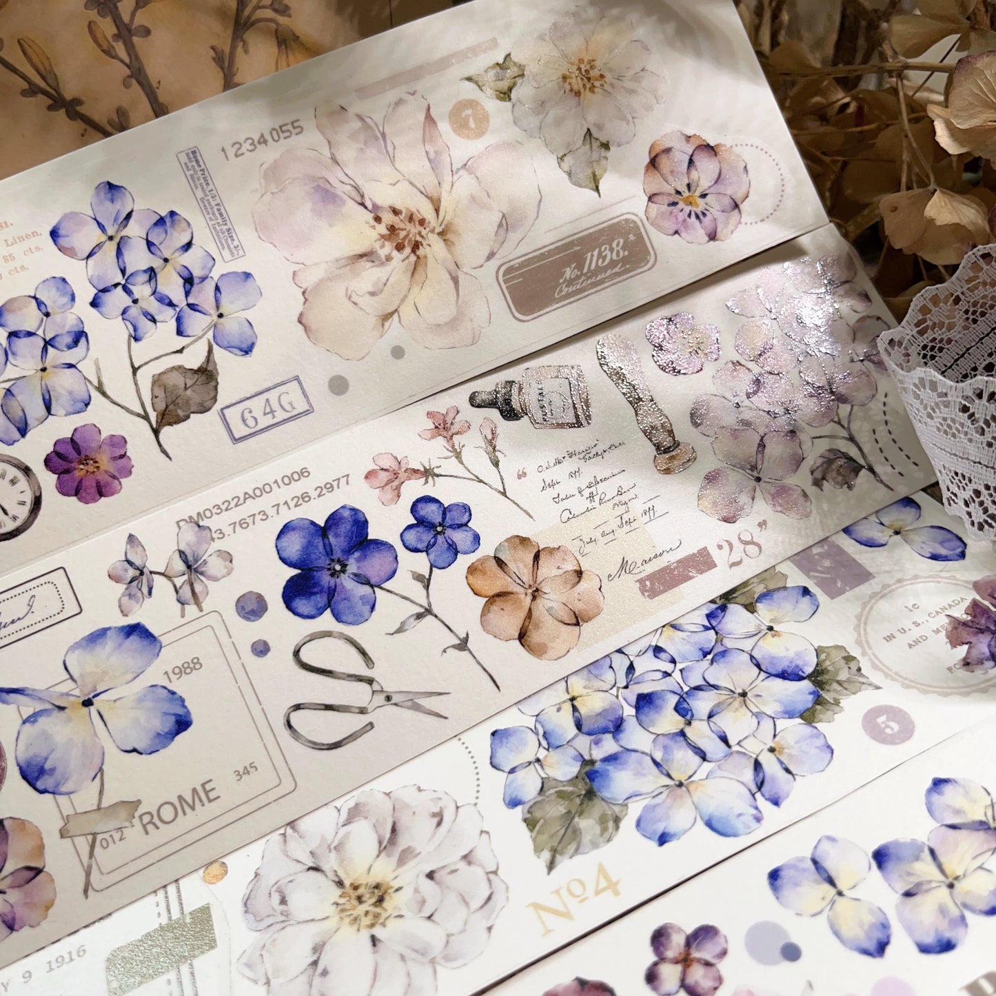 YiEr【ChaoHua Collection】Orginal Design Washi/Pet Tape Light Retro Floral Stickers