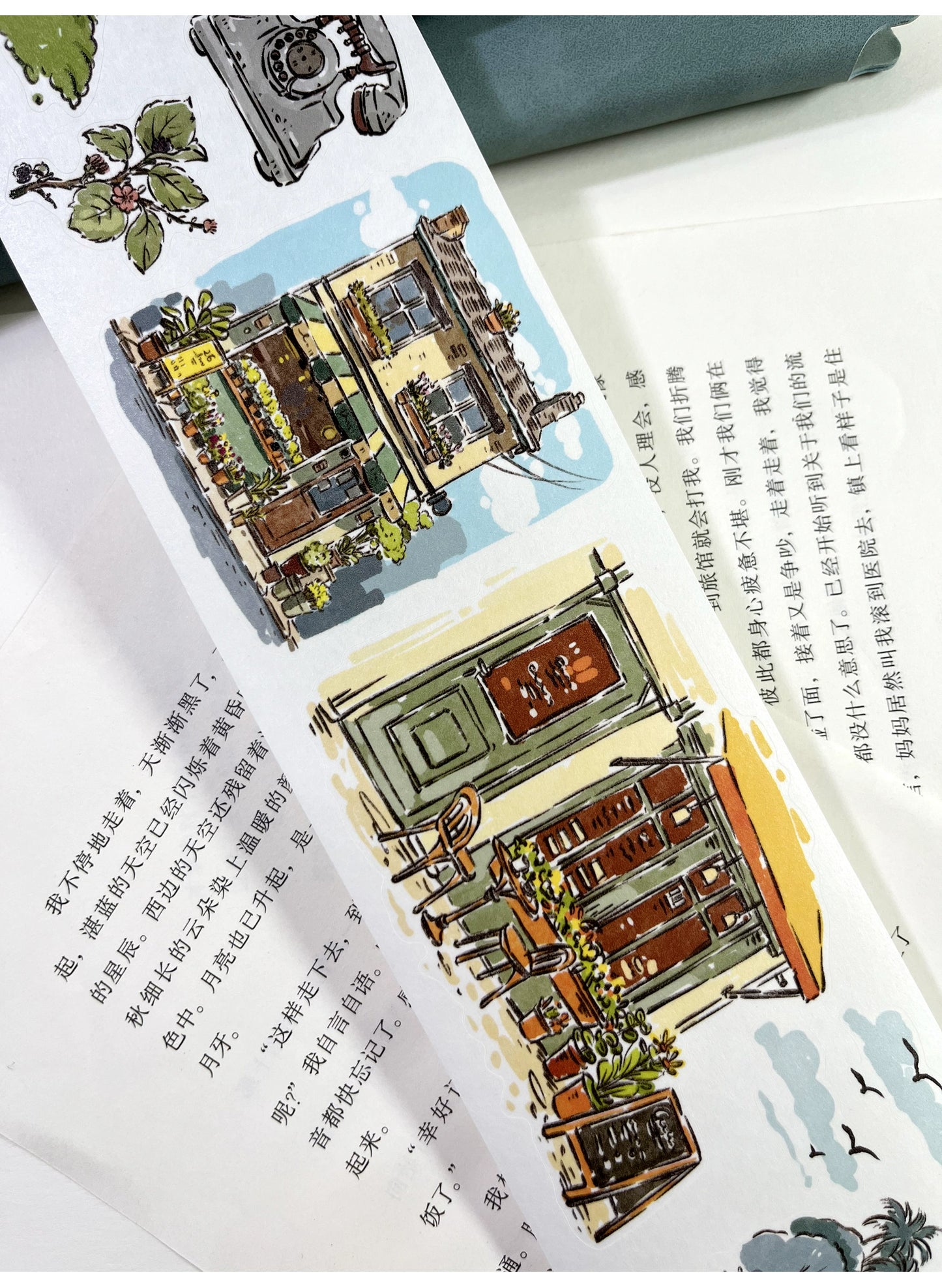 ZiYuanSu【Street View】Background Scene/Landscape Pre-cut Washi/PET Tape,for Scrapbook Supplies,Scrapbook Tape Stickers,Junk Journal Supplies