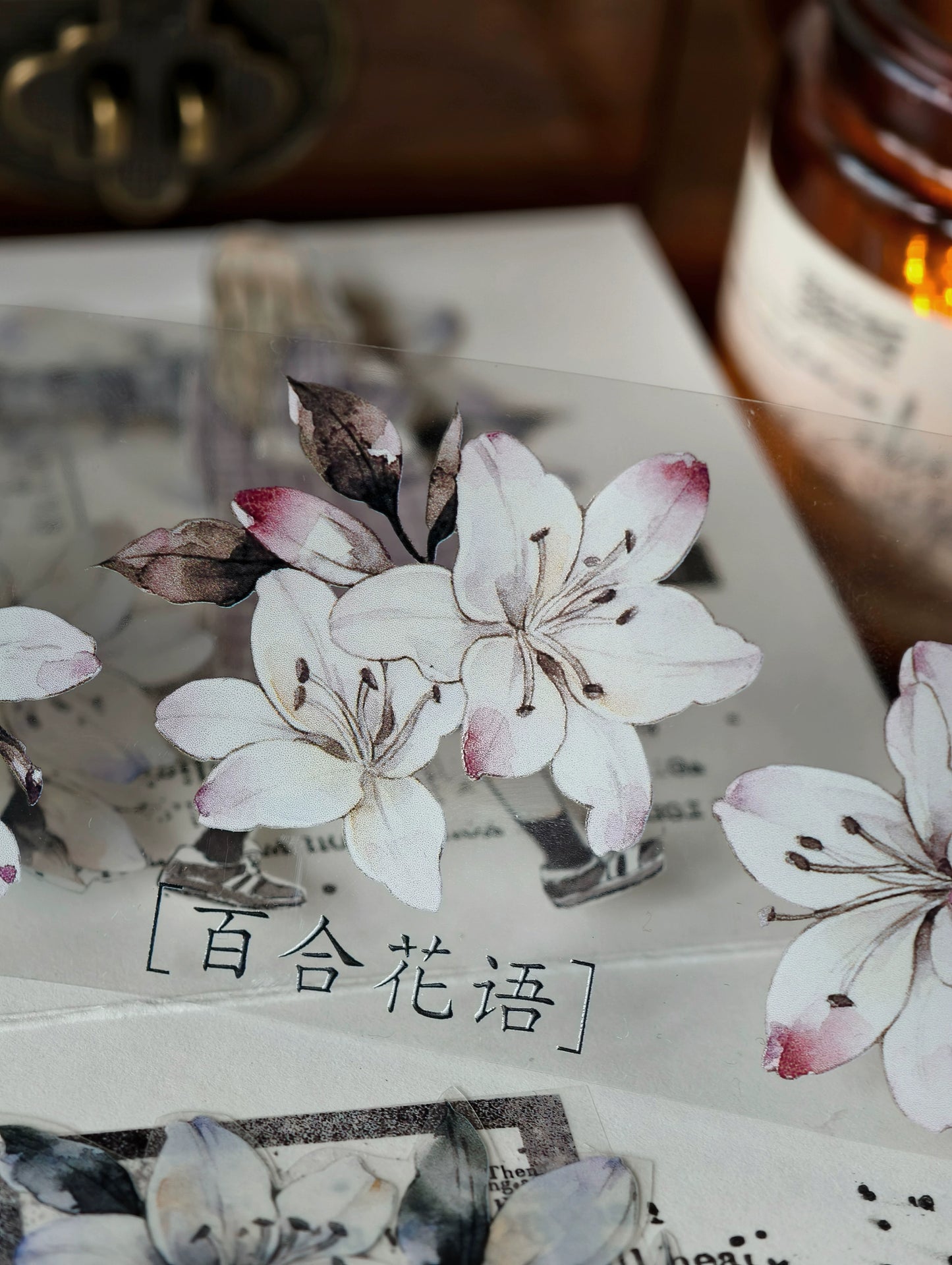 YiEr Vol13【Lily Language】Orginal Design Washi/Pet Floral Tape Light Retro Landscaping Stickers
