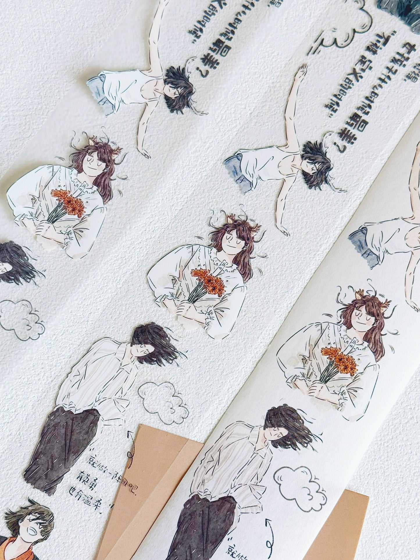 XiYue【The Wind is Rising】Original Character Design Washi/PET Tape Stickers,for Scrapbook Supplies,Journaling,Junk Journal,Bullet Journal,Planner Stickers