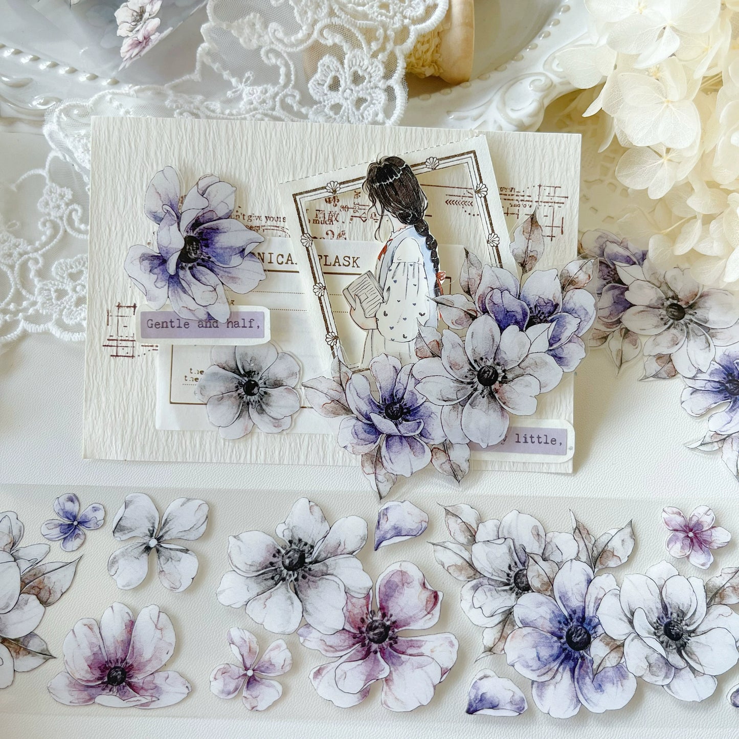 YiEr Vol7【Anemone】Orginal Design Washi/Pet Tape Light Retro Stickers