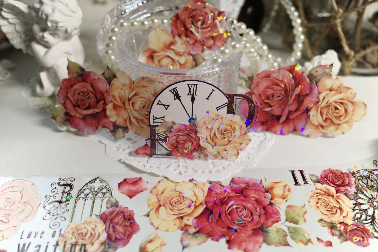 YiEr【Vintage Rose】Orginal Design Washi/Pet Tape Light Retro Floral Stickers