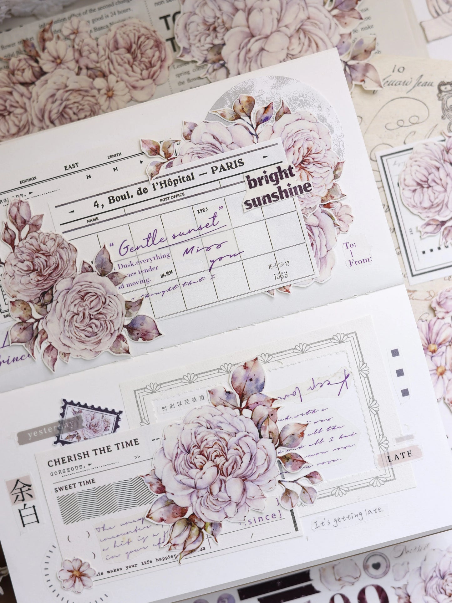 XiaoBaiJia【It's A Flower】Light Retro Orginal Design Washi Pet Austin Rose Floral Tape Light Retro Landscaping Stickers