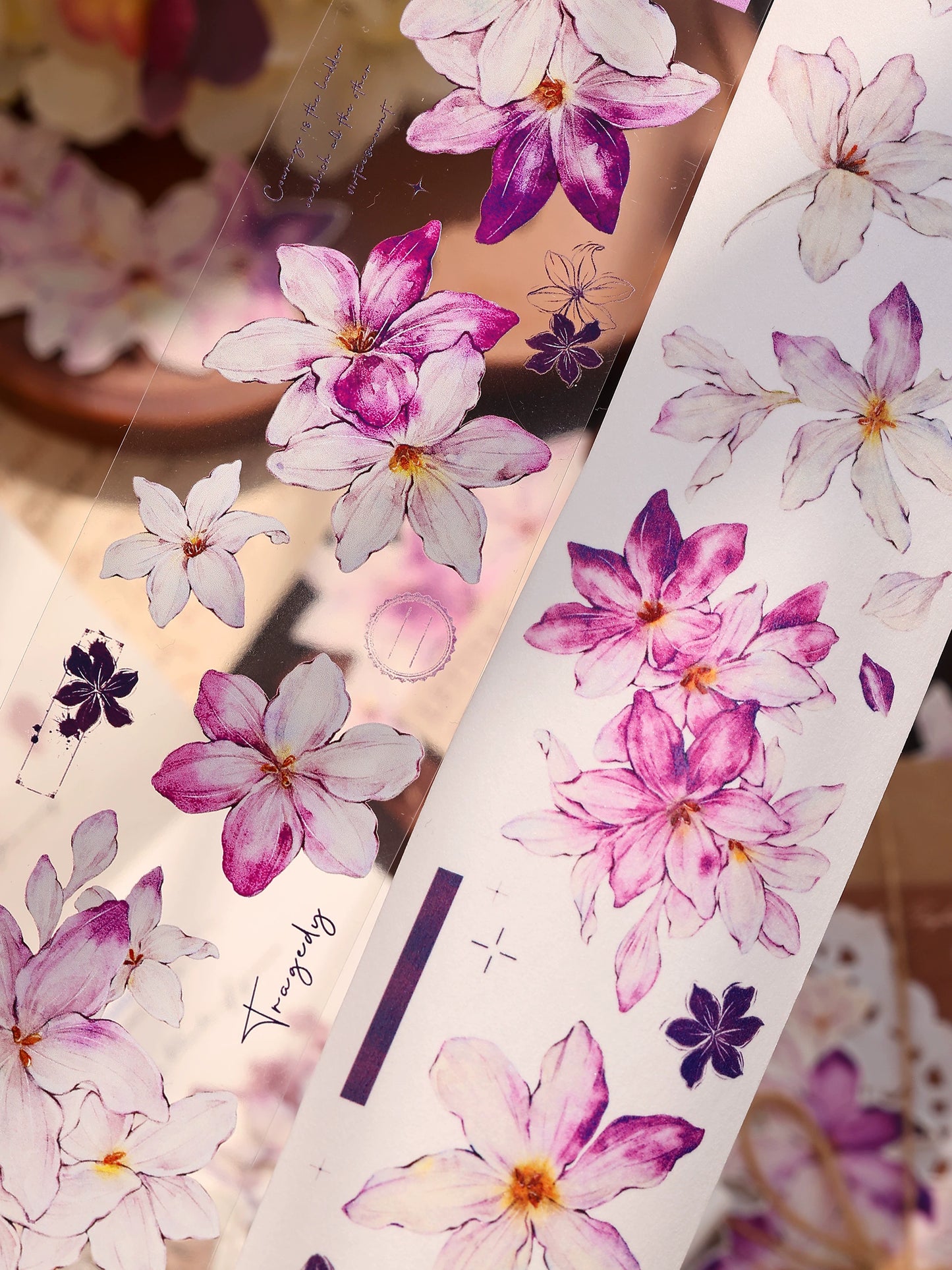 XiaoBaiJia【Windy Purple】Light Retro Orginal Design Washi Pet Floral Tape Light Retro Landscaping Stickers
