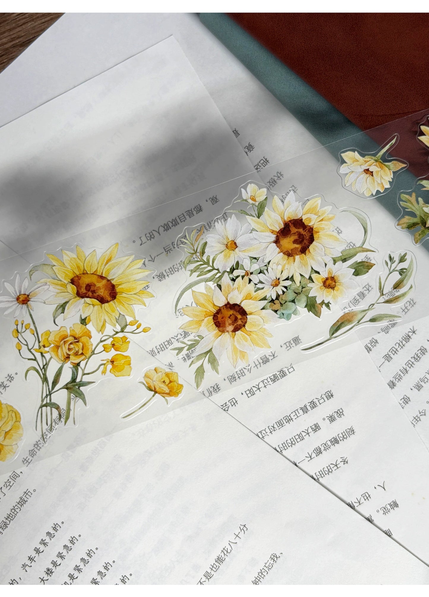ZiYuanSu Vol12【Radiant Sunflower Color】Scene/Landscape Pre-cut Washi/PET Tape,for Scrapbook Supplies,Scrapbook Tape Stickers,Junk Journal Supplies