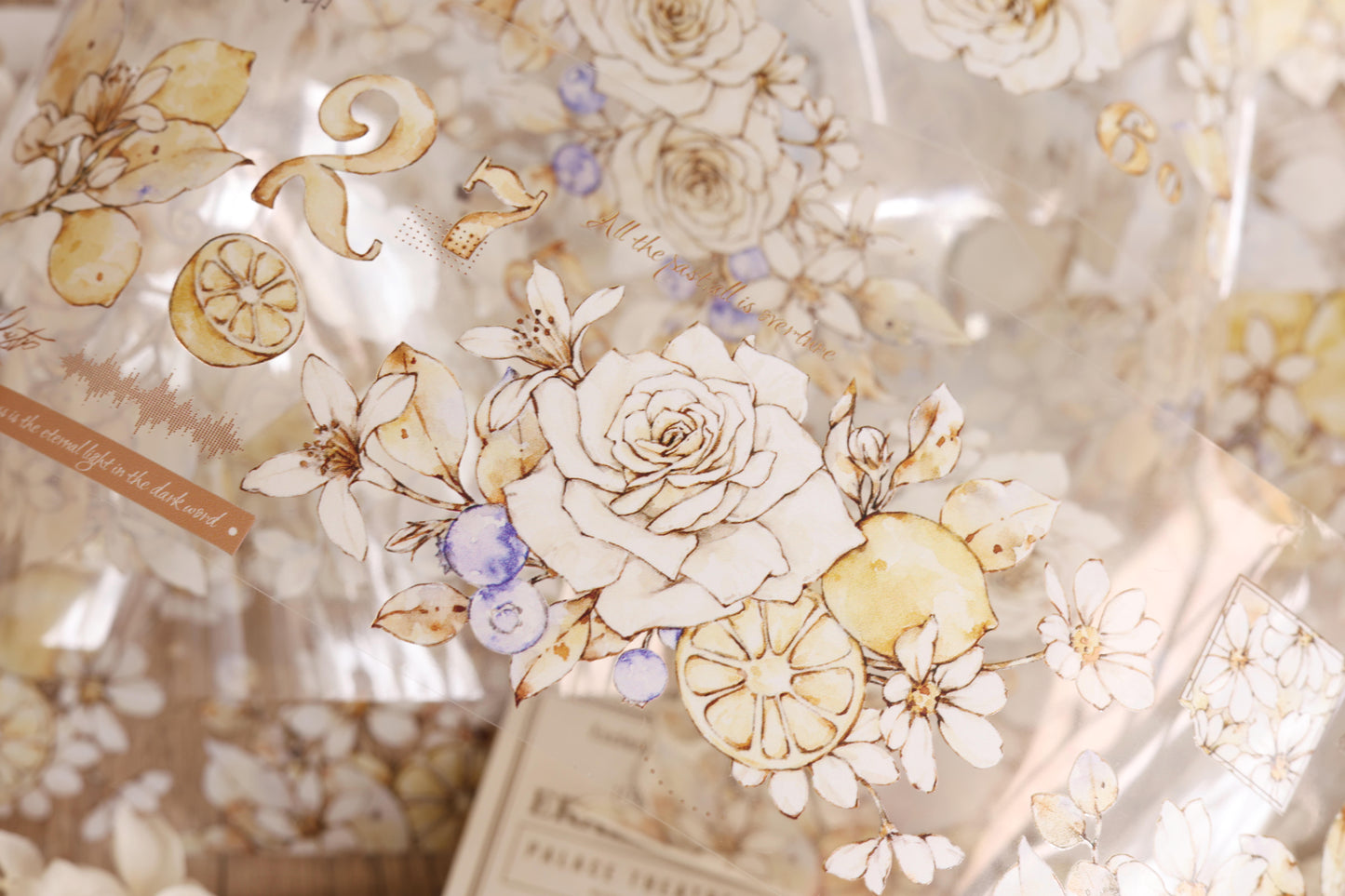 XiaoBaiJia【Afternoon Sunshine】Light Retro Fresh Lemon Flower and Paper PET Washi/PET Tape