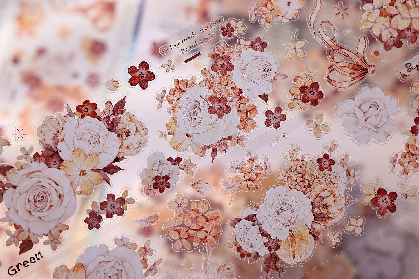 XiaoBaiJia【Tea Dyeing】Light Retro Flowers Orginal Design Washi Pet Tape Stickers