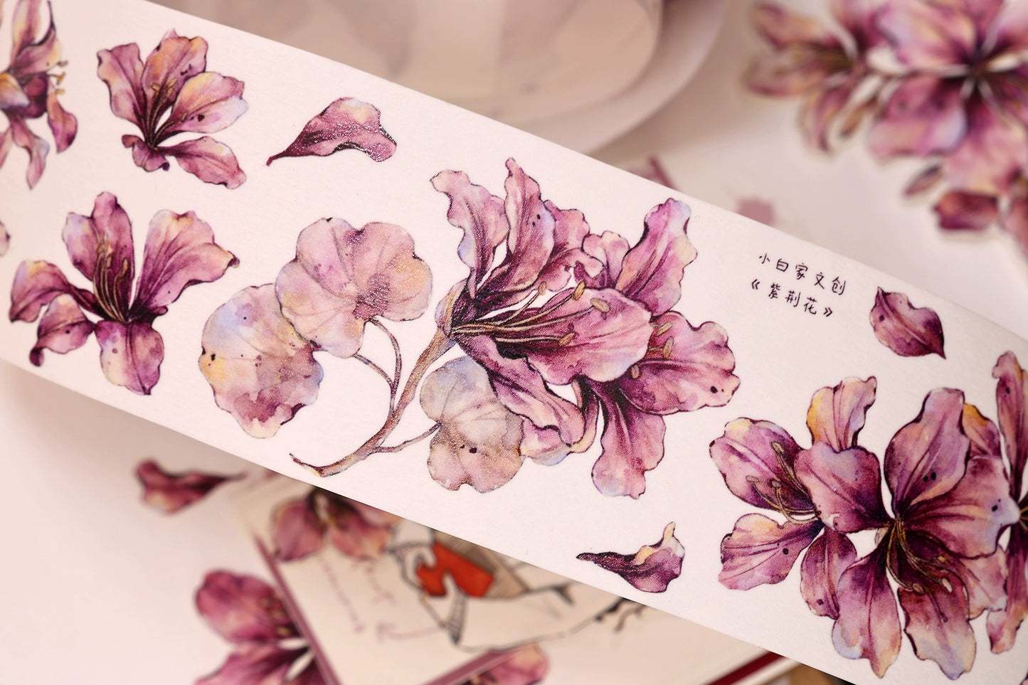 XiaoBaiJia【Bauhinia Flower】Light Retro Orginal Design Washi Pet Floral Tape Light Retro Landscaping Stickers