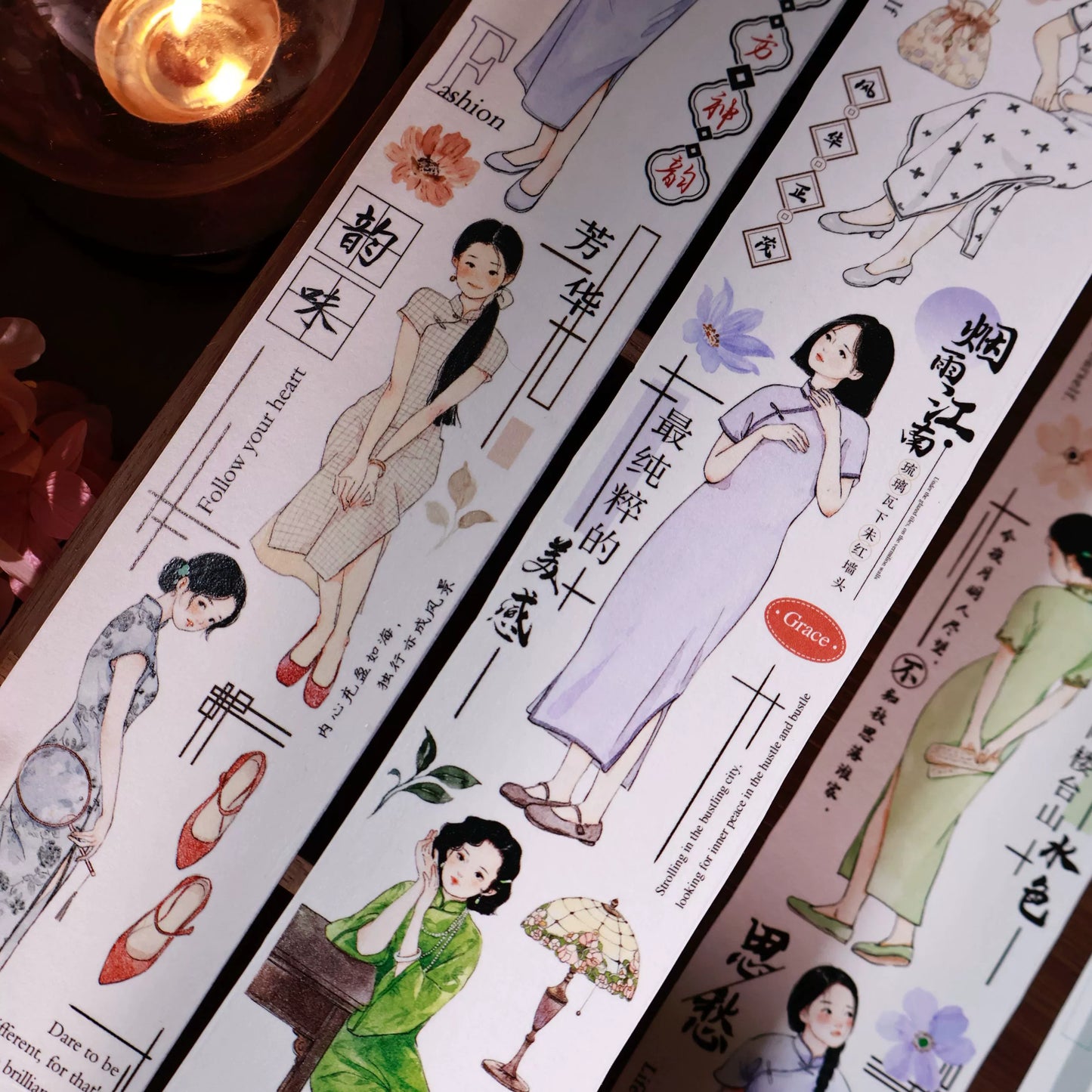 YiEr Vol14【Fenghua Record】Ancient Style Cheongsam Girl Character Washi PET Tape
