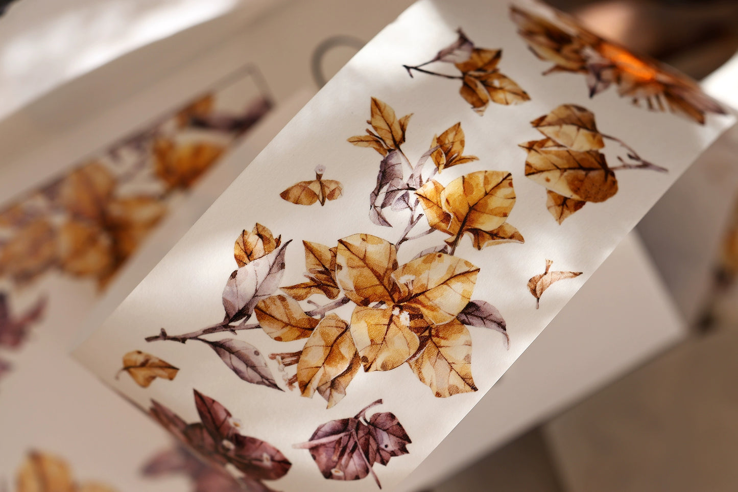 XiaoBaiJia【Bougainvillea Follower】Light Retro Tea Brown Flower Orginal Design Washi Pet Floral Tape Landscaping Stickers