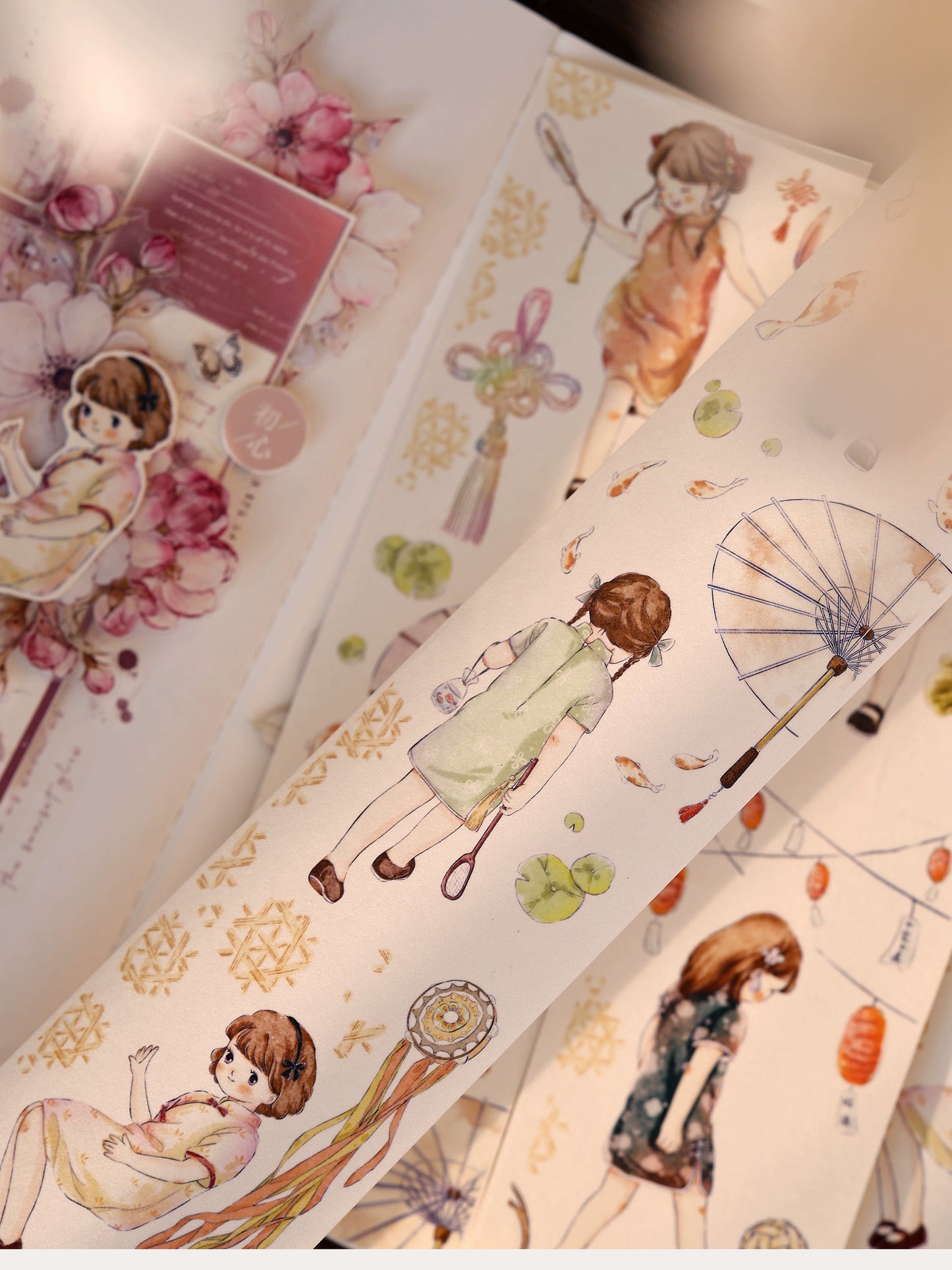 XiaoBaiJia【Qipao Charm】Light Retro Chinese Style Cute Little People Washi PET Tape