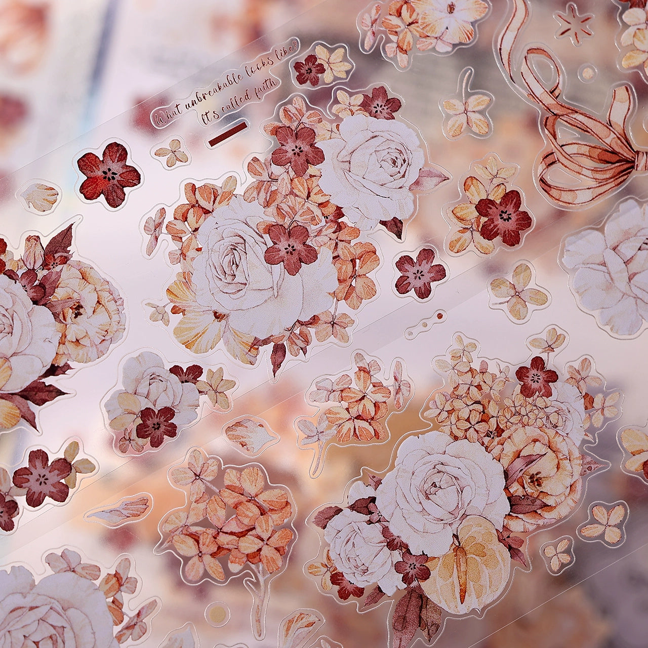 XiaoBaiJia【Tea Dyeing】Light Retro Flowers Orginal Design Washi Pet Tape Stickers
