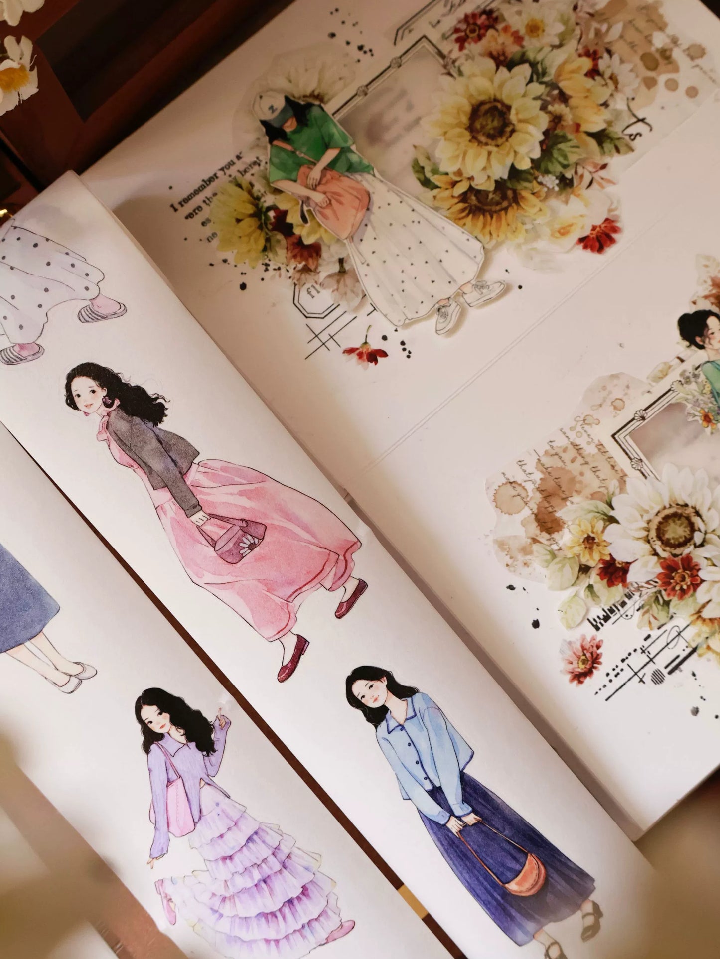 YiEr Vol14 【Yuanqi Sweet Sister】Pre-cut Light Retro Sweet Girl Character Orginal Design Washi Pet Tape Stickers