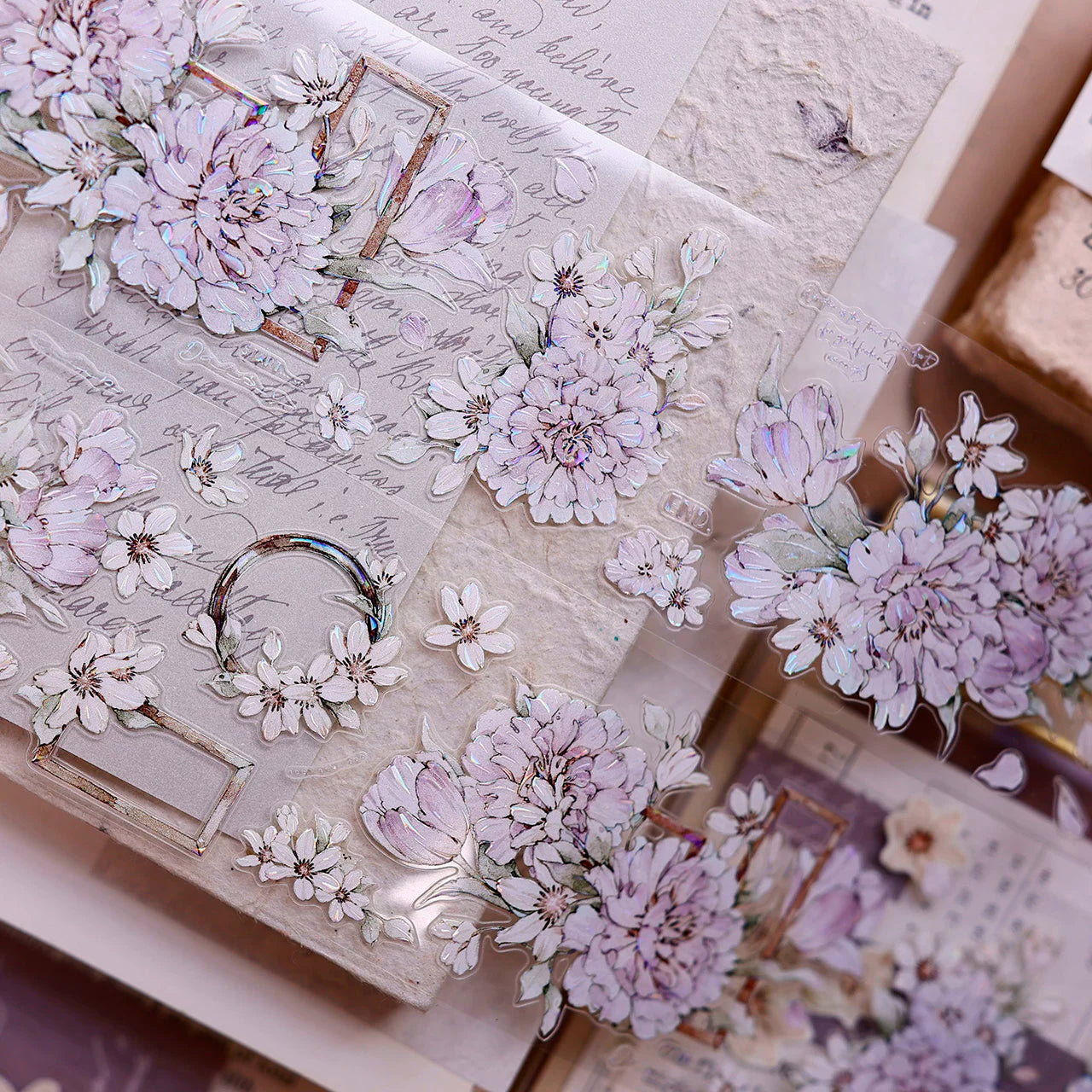 XiaoBaiJia Salt Series【Smoky Purple】Pre-cut Orginal Design Washi/Pet Tape Light Retro Stickers