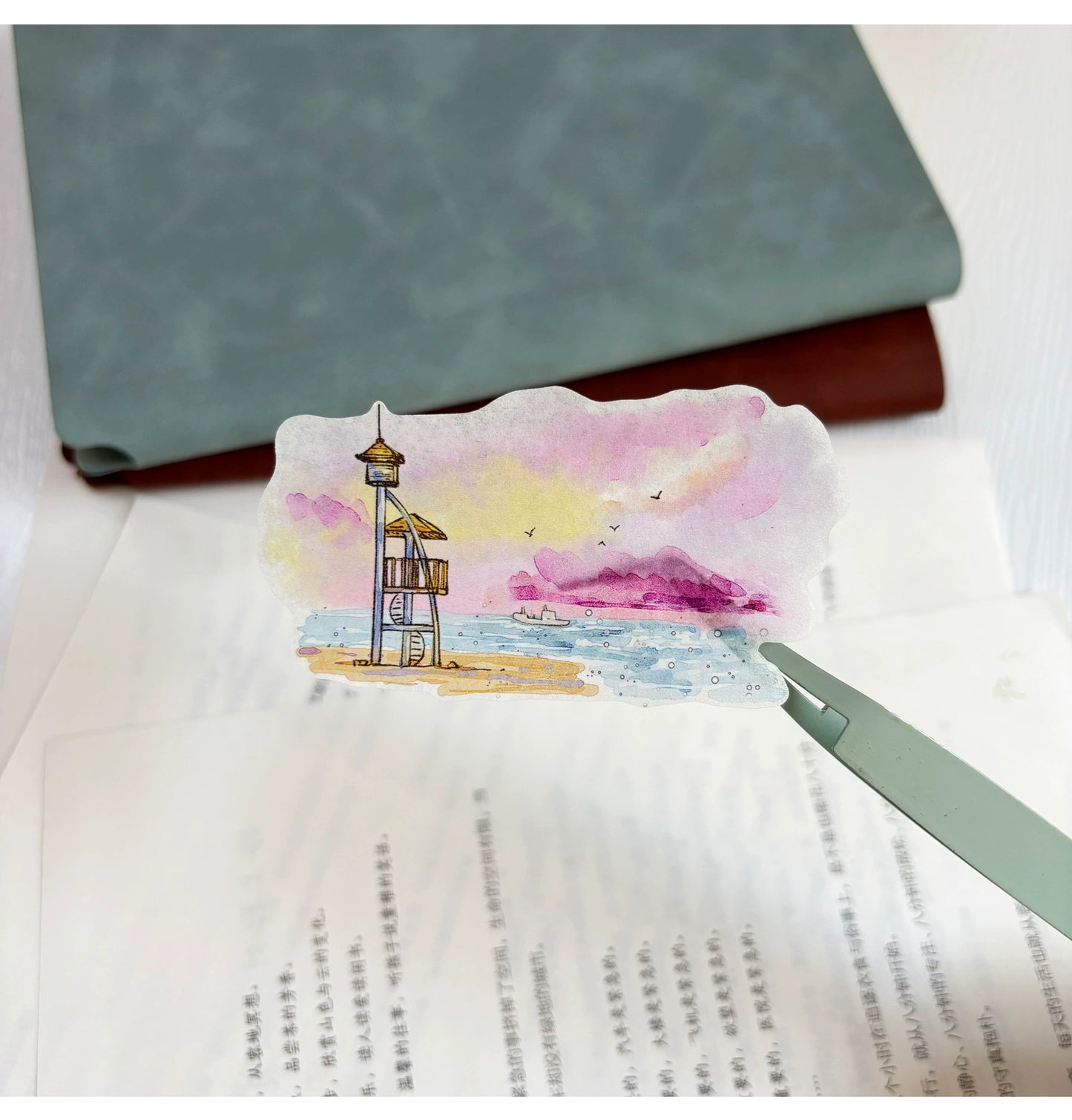 ZiYuanSu Vol12【Light Wind Cloud Shadow】Scene/Landscape Pre-cut Washi/PET Tape,for Scrapbook Supplies,Scrapbook Tape Stickers,Junk Journal Supplies
