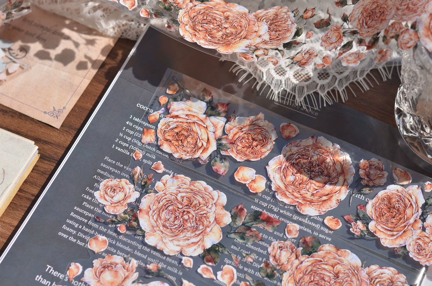 XiaoBaiJia【Shallow Summer】Light Retro Orginal Design Washi Pet Floral Tape Light Retro Landscaping Stickers