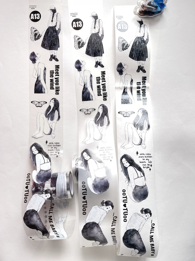 Seahorse Forest Vol3【A13#Qing Huan】Original Character Design Journal Washi/Matte PET Tape