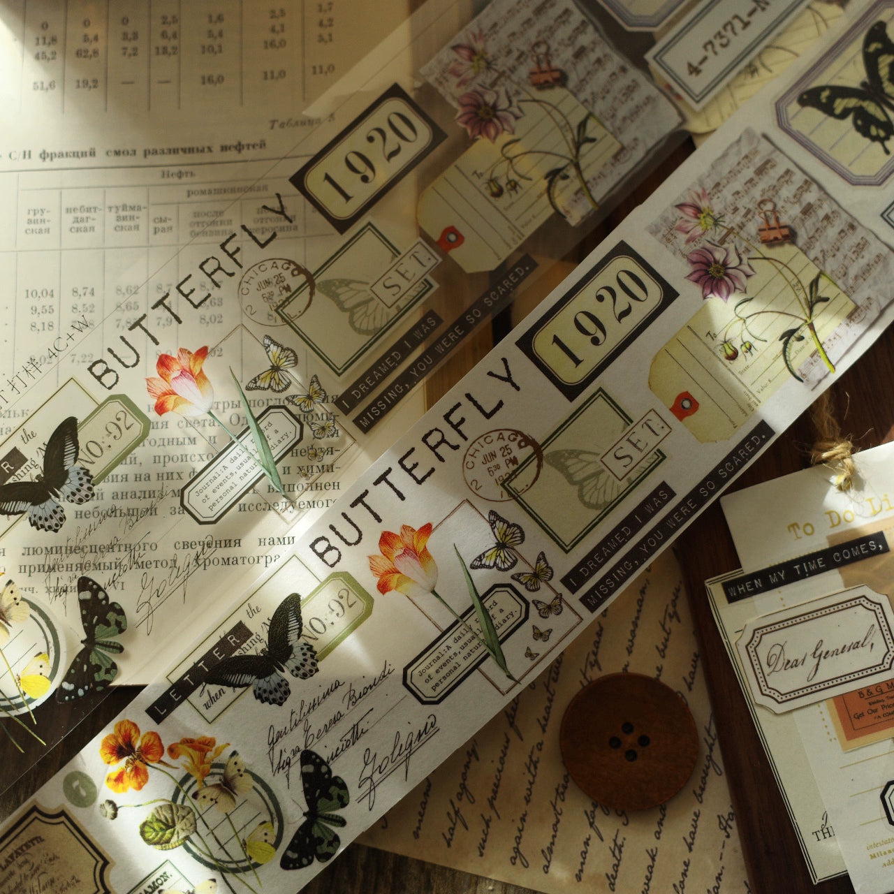 YiEr【Receipt】Orginal Design Washi/Pet Tape Light Retro Stickers