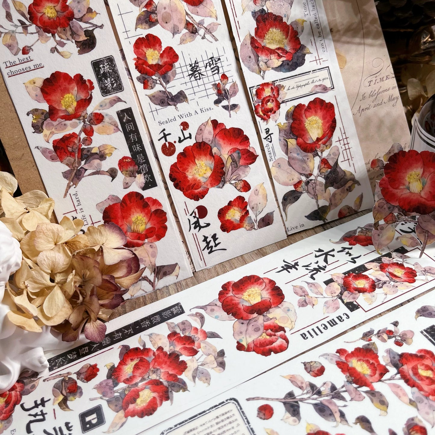 YiEr【Yan Ran】Orginal Design Washi/Pet Tape Light Retro Floral Stickers
