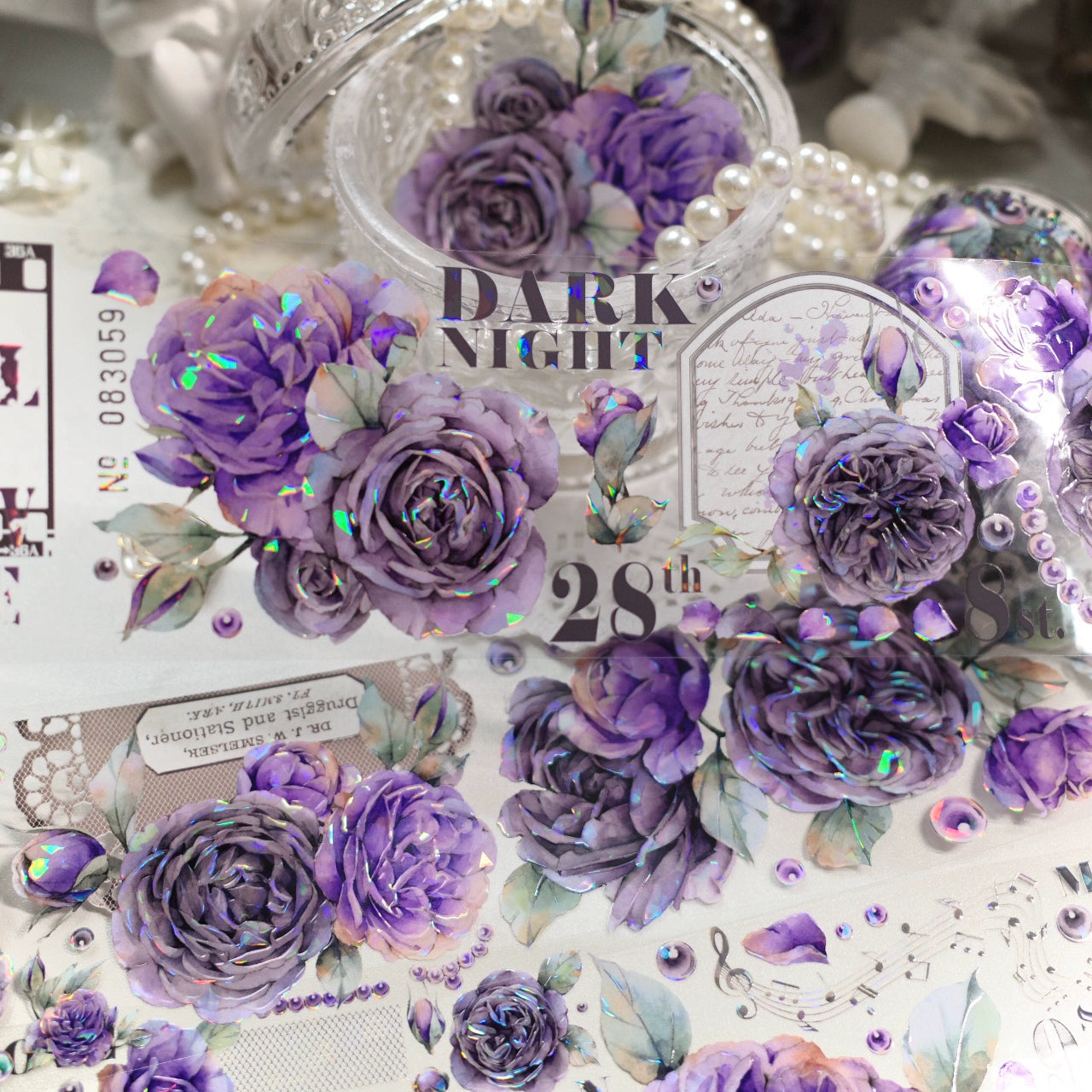 YiEr【MoYu】Orginal Design Washi/Pet Tape Light Retro Floral Stickers