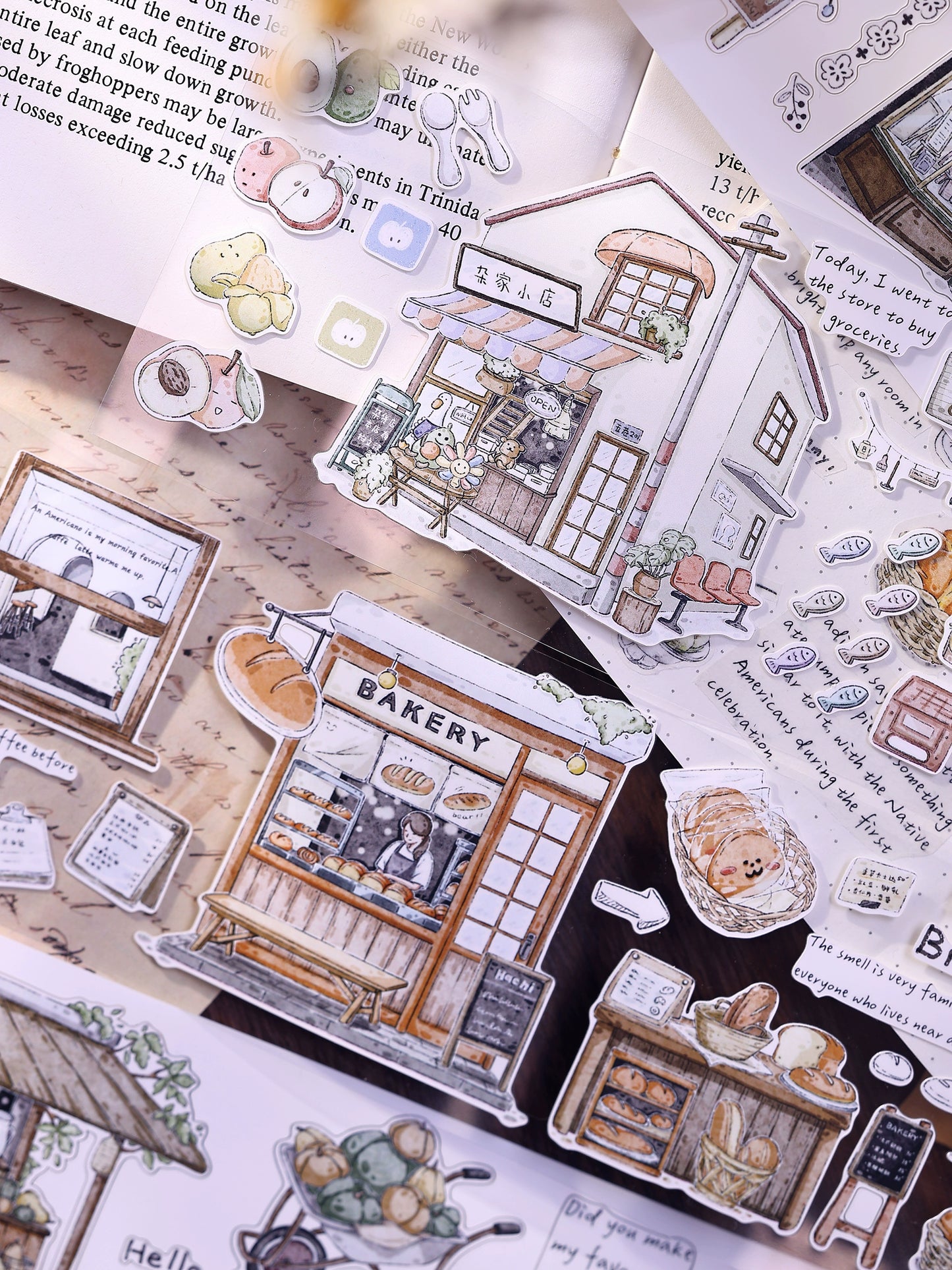 XiaoBaiJia Minimalist Style【Small Shops Street】Market Street,Orginal Design Washi Pet Tape Landscape Stickers